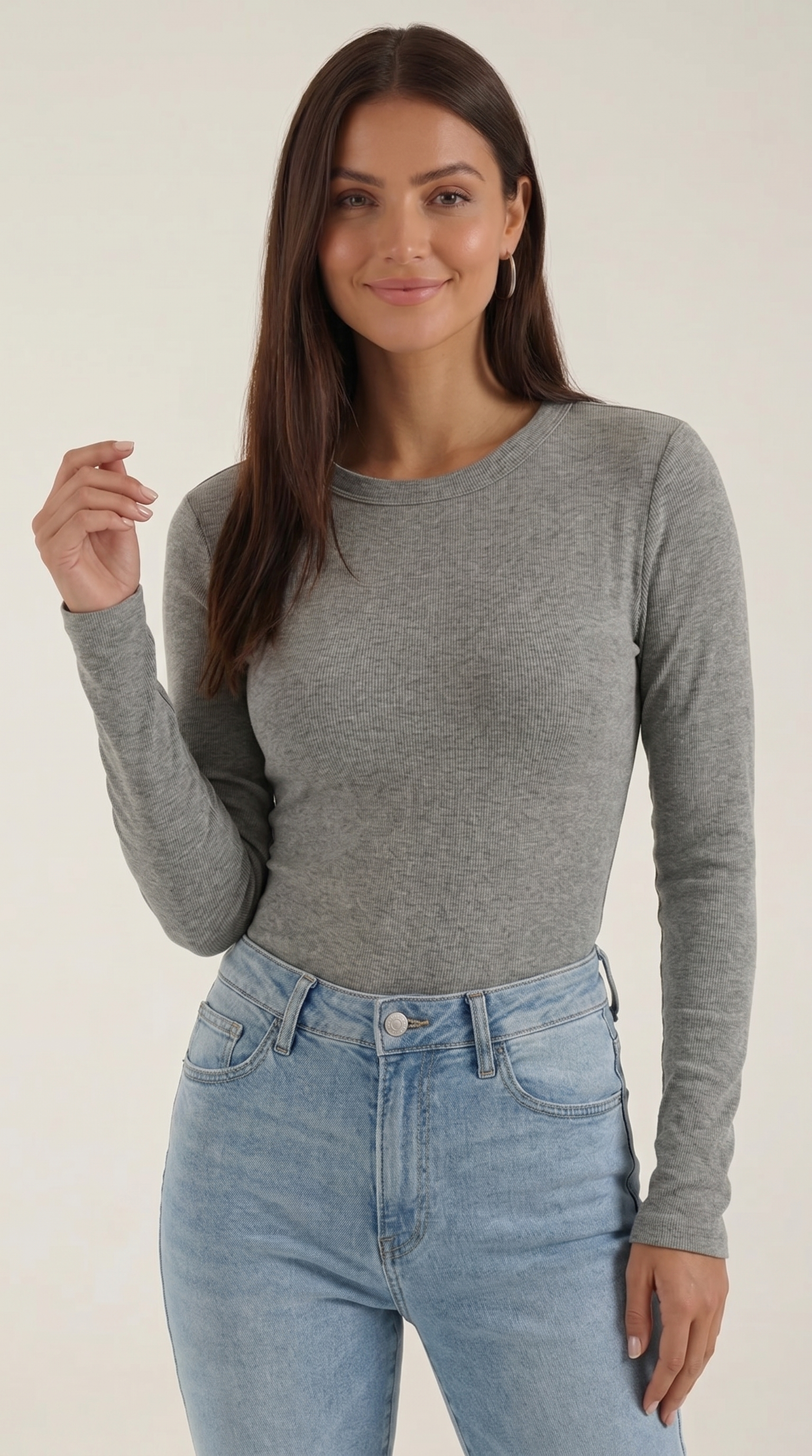 Freya Langarmshirt mit gerippter Struktur