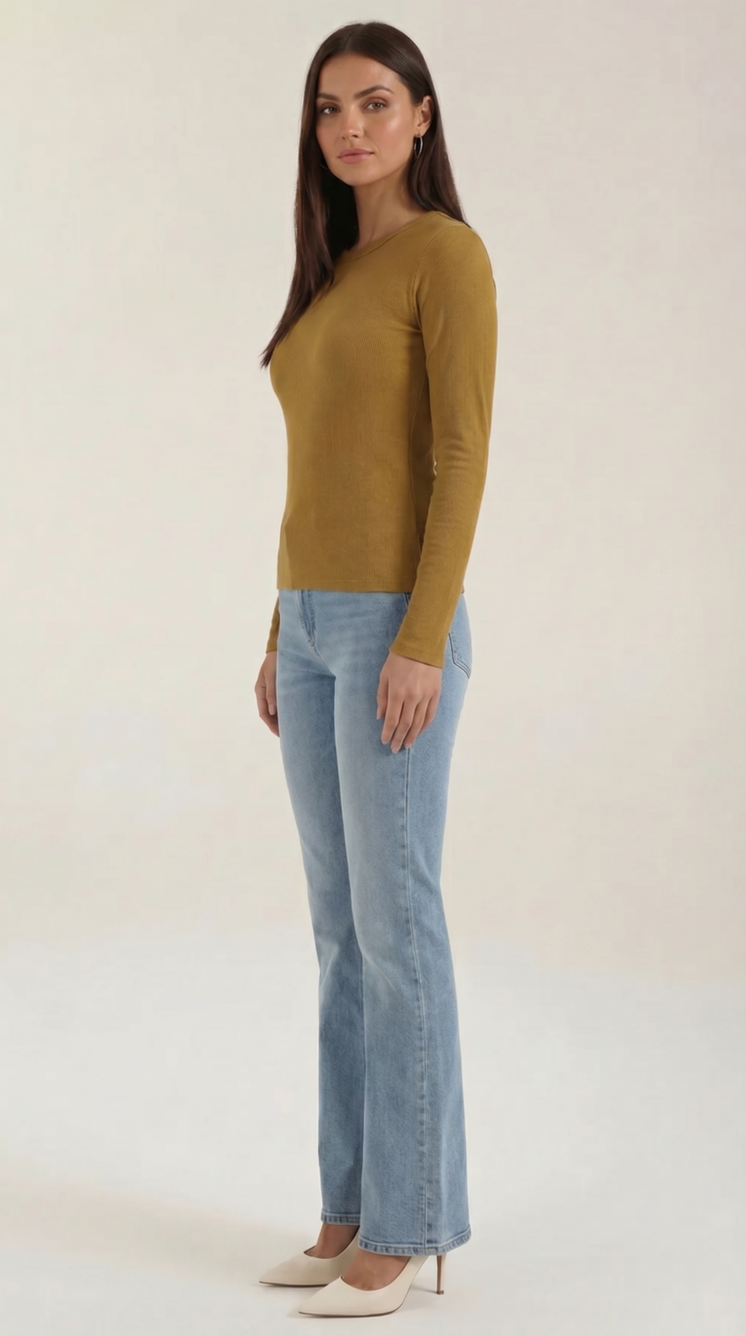 Freya Langarmshirt mit gerippter Struktur