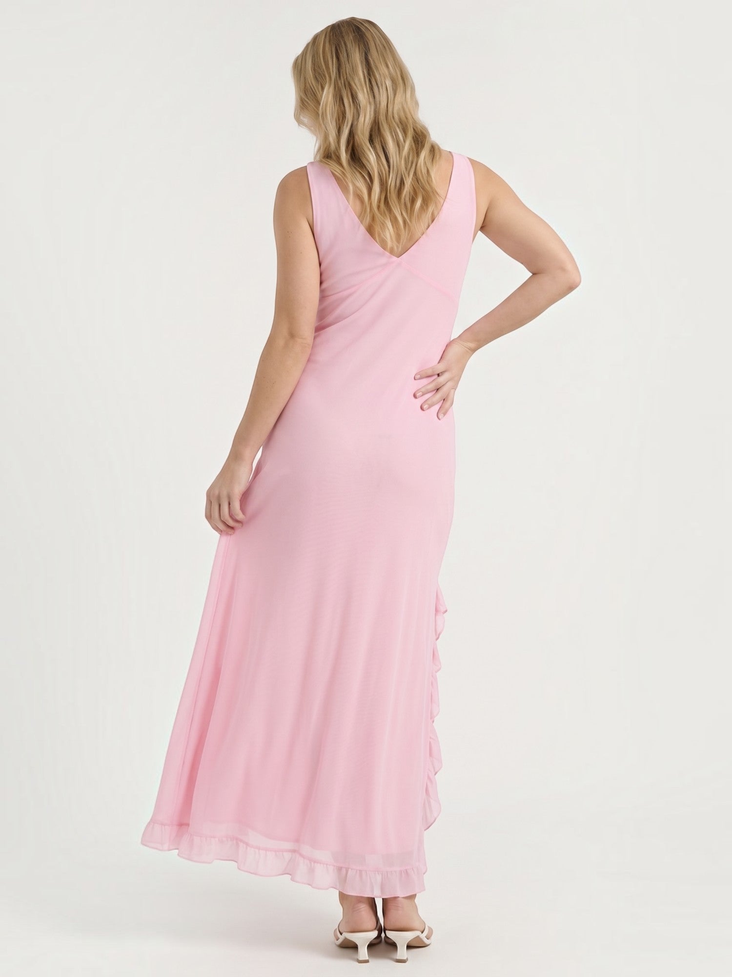 Leslie Midikleid mit V-Ausschnitt und Stufensaum