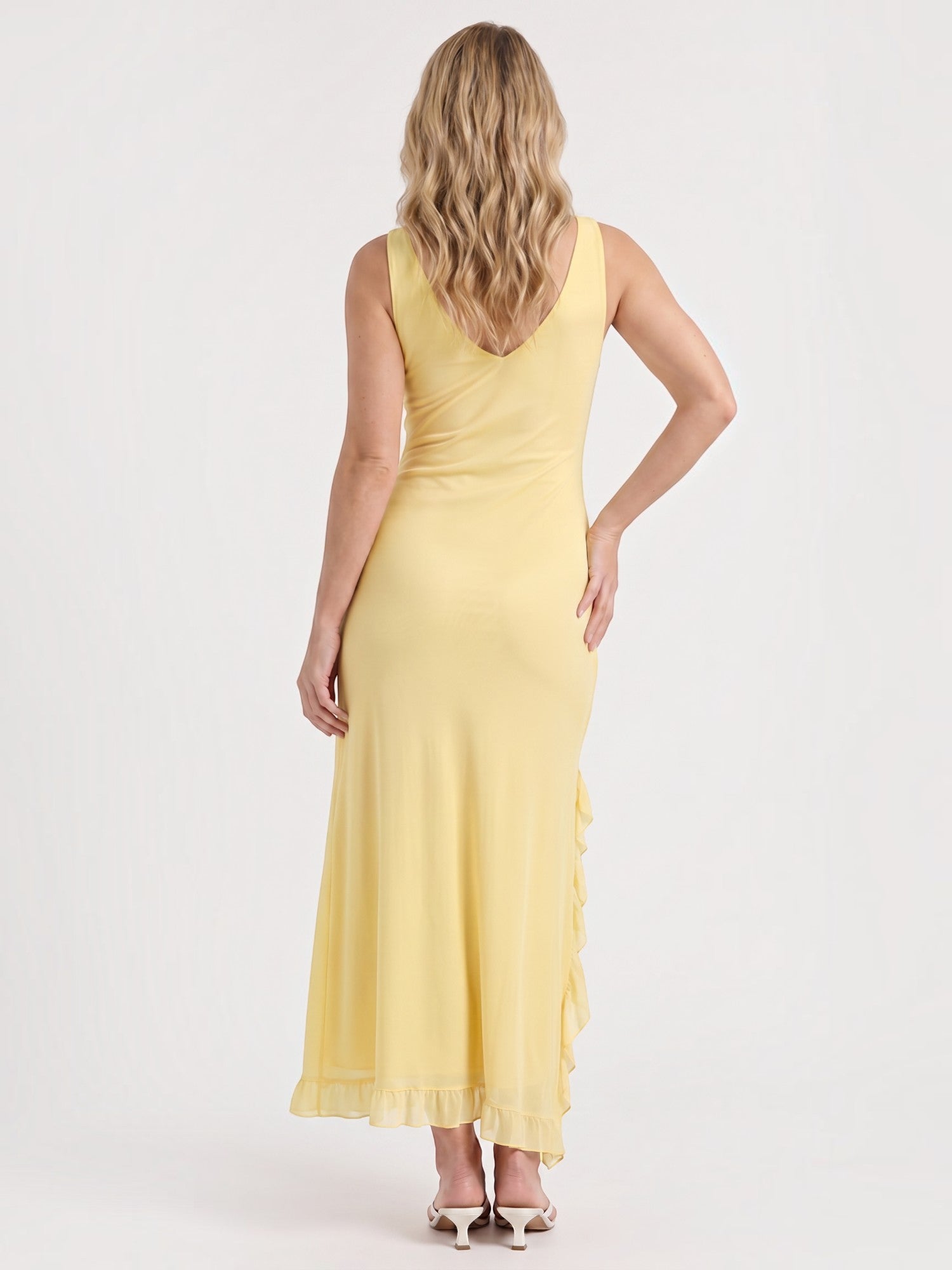 Leslie Midikleid mit V-Ausschnitt und Stufensaum