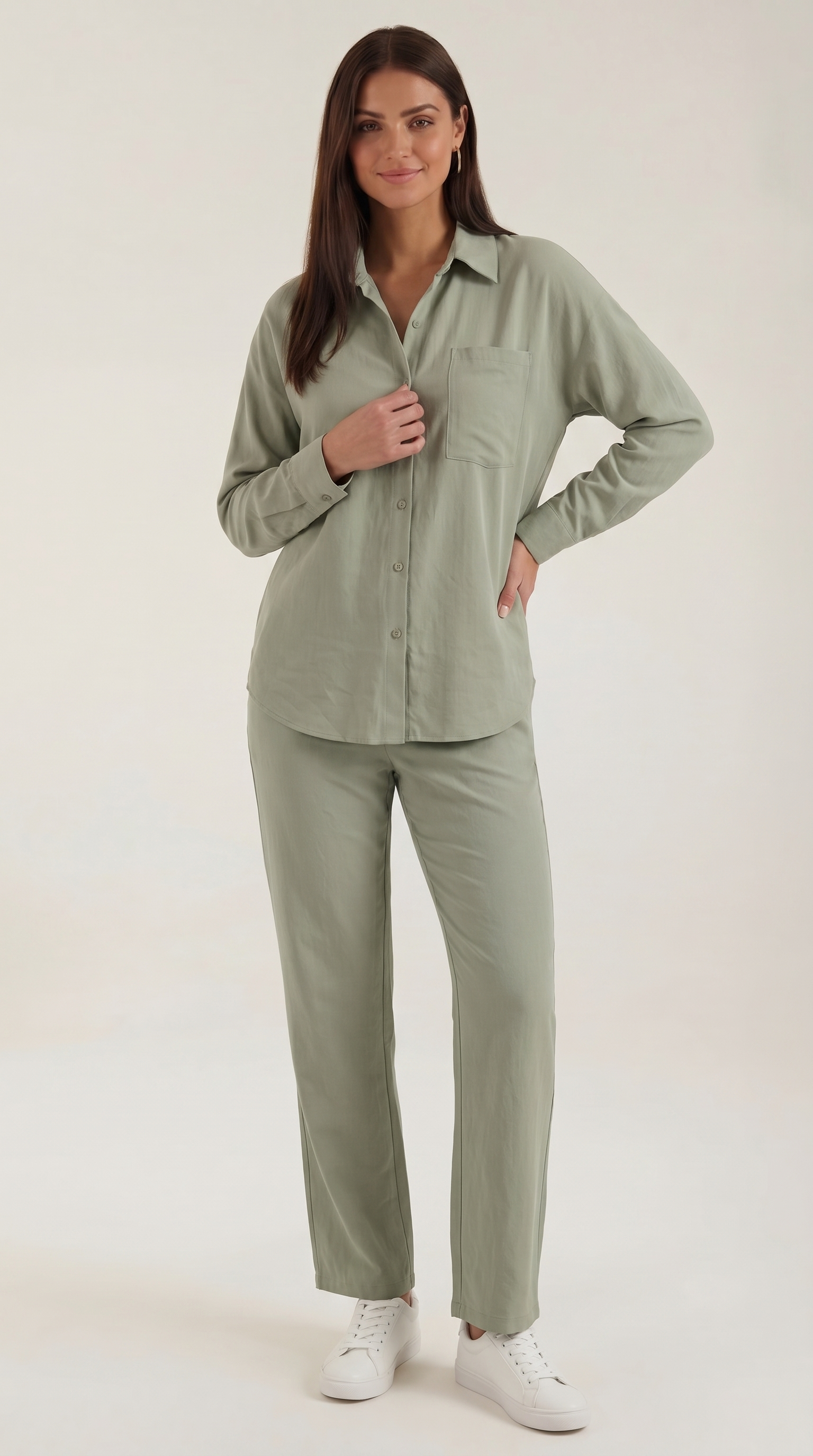 Amber Baumwoll Hosenanzug mit Overshirt
