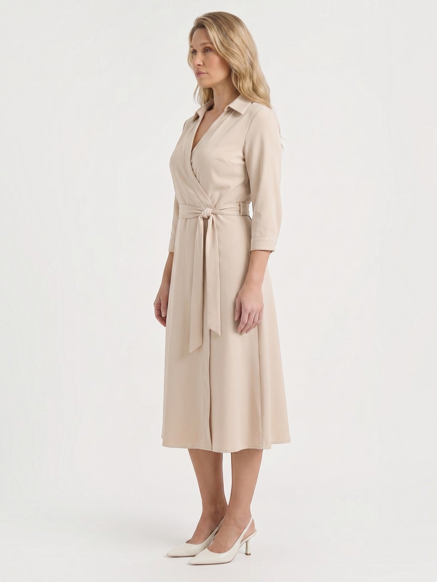 Amelia Midi-Wickelkleid mit Bindegürtel