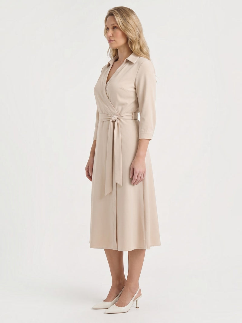 Amelia Midi-Wickelkleid mit Bindegürtel