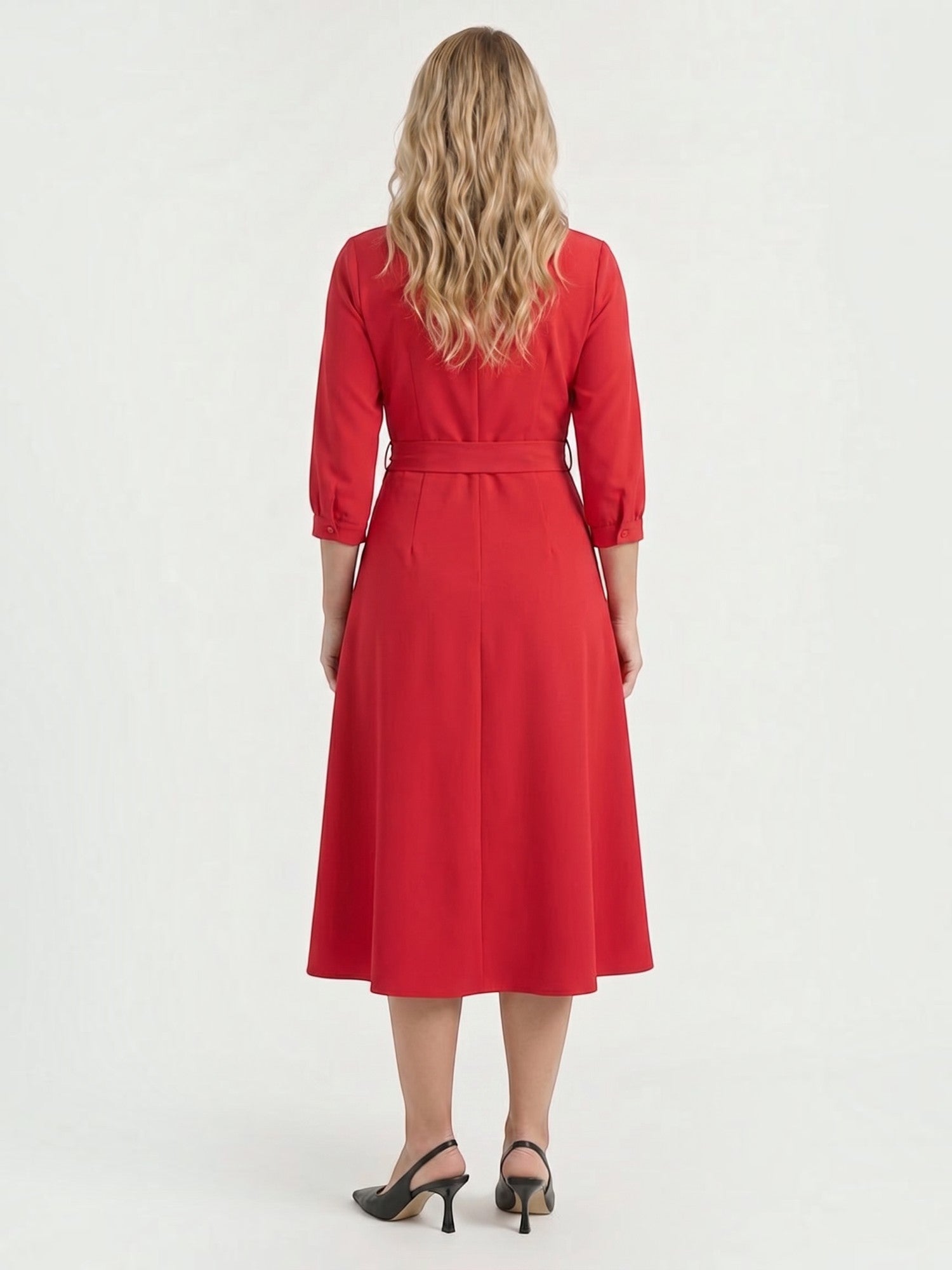 Amelia Midi-Wickelkleid mit Bindegürtel