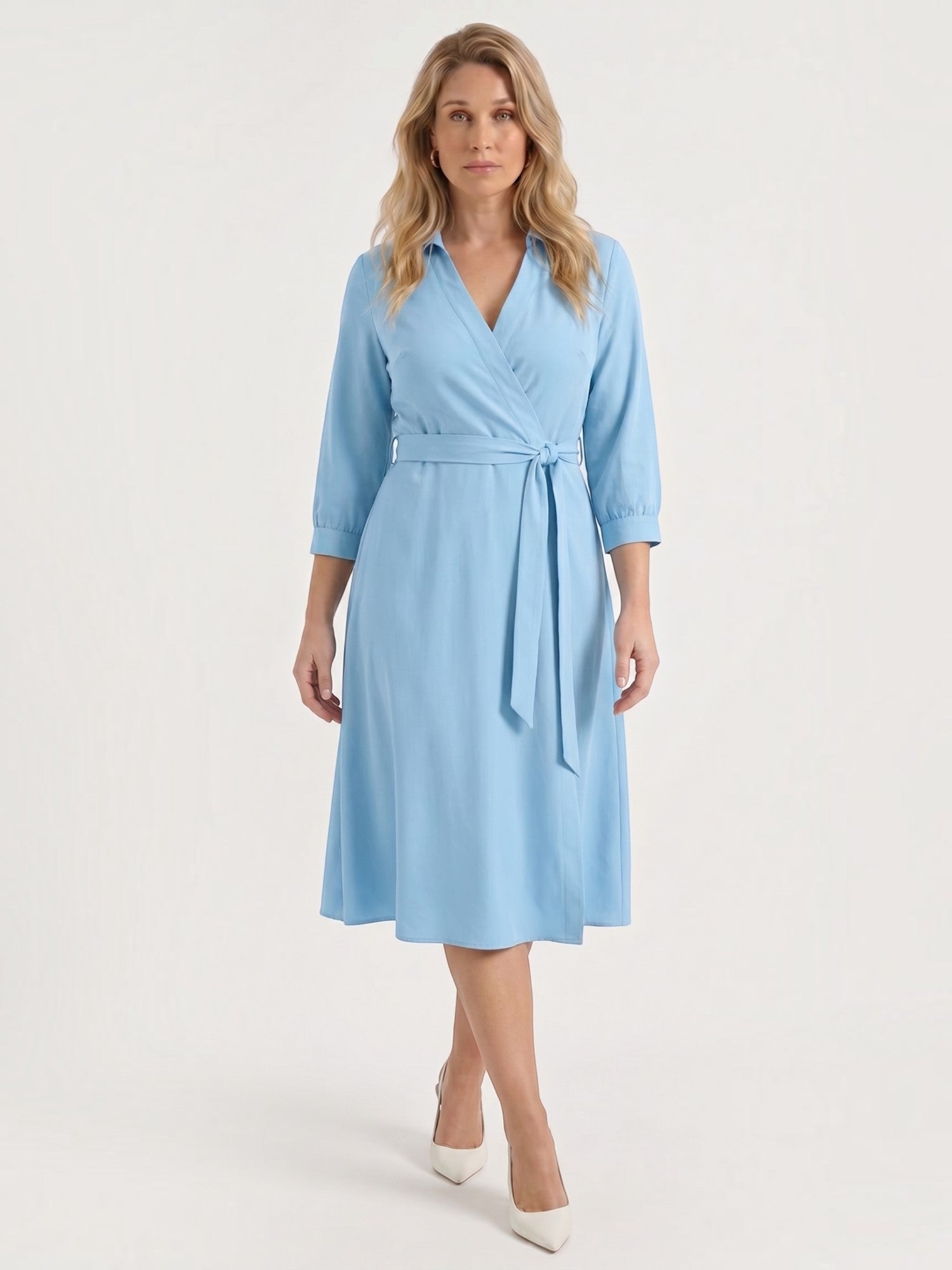 Amelia Midi-Wickelkleid mit Bindegürtel