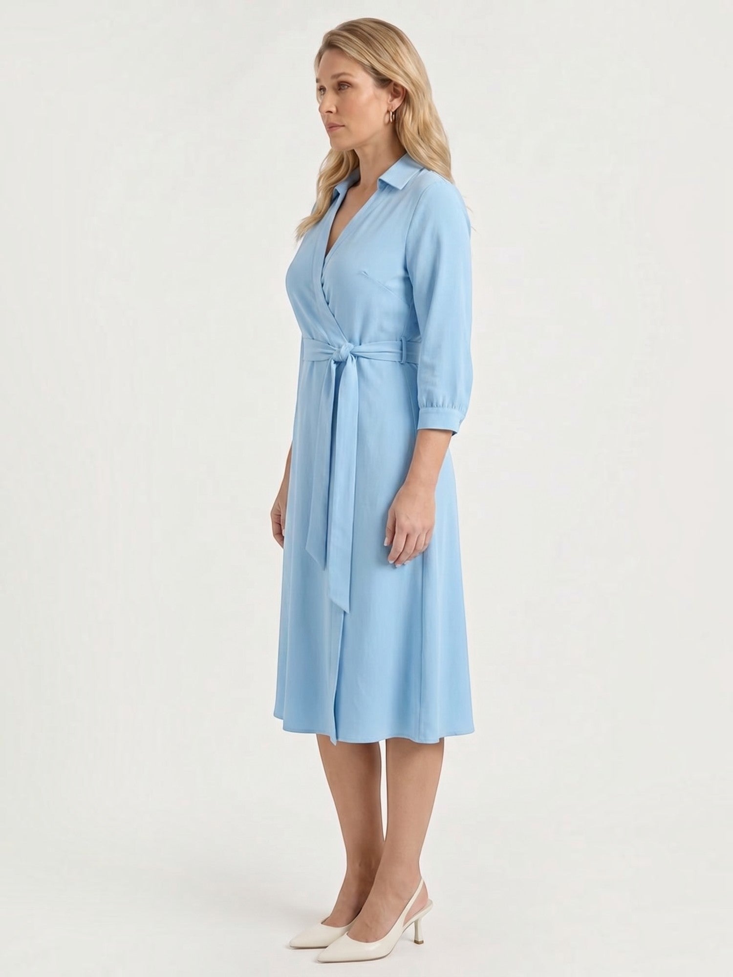 Amelia Midi-Wickelkleid mit Bindegürtel