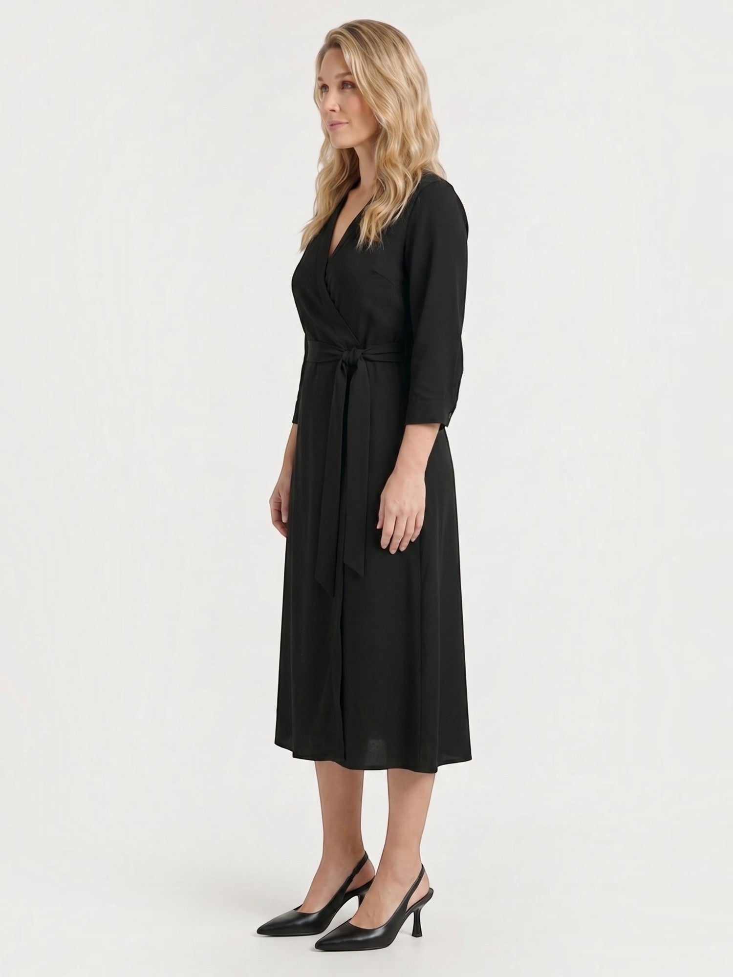 Amelia Midi-Wickelkleid mit Bindegürtel