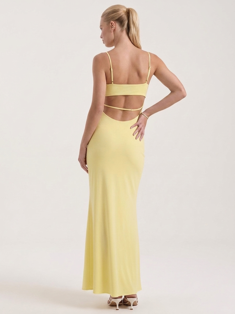 Dale Maxikleid mit Spaghettiträgern und schmaler Linie