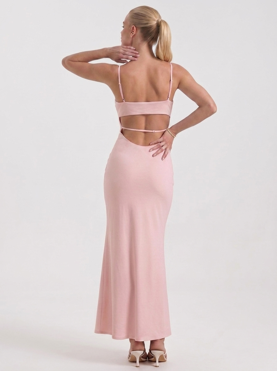 Dale Maxikleid mit Spaghettiträgern und schmaler Linie
