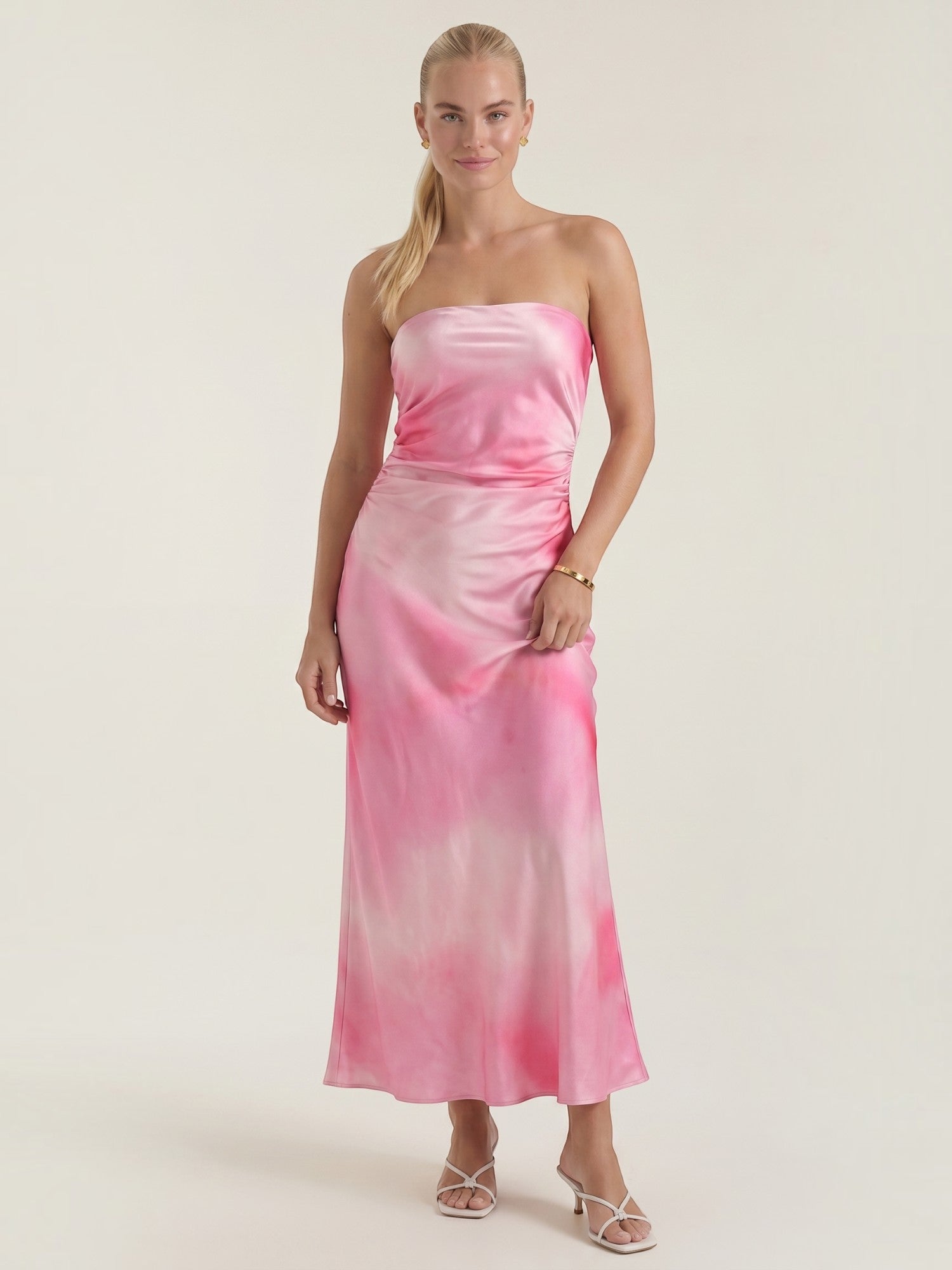 Elodie Bandeau-Maxikleid mit Raffung