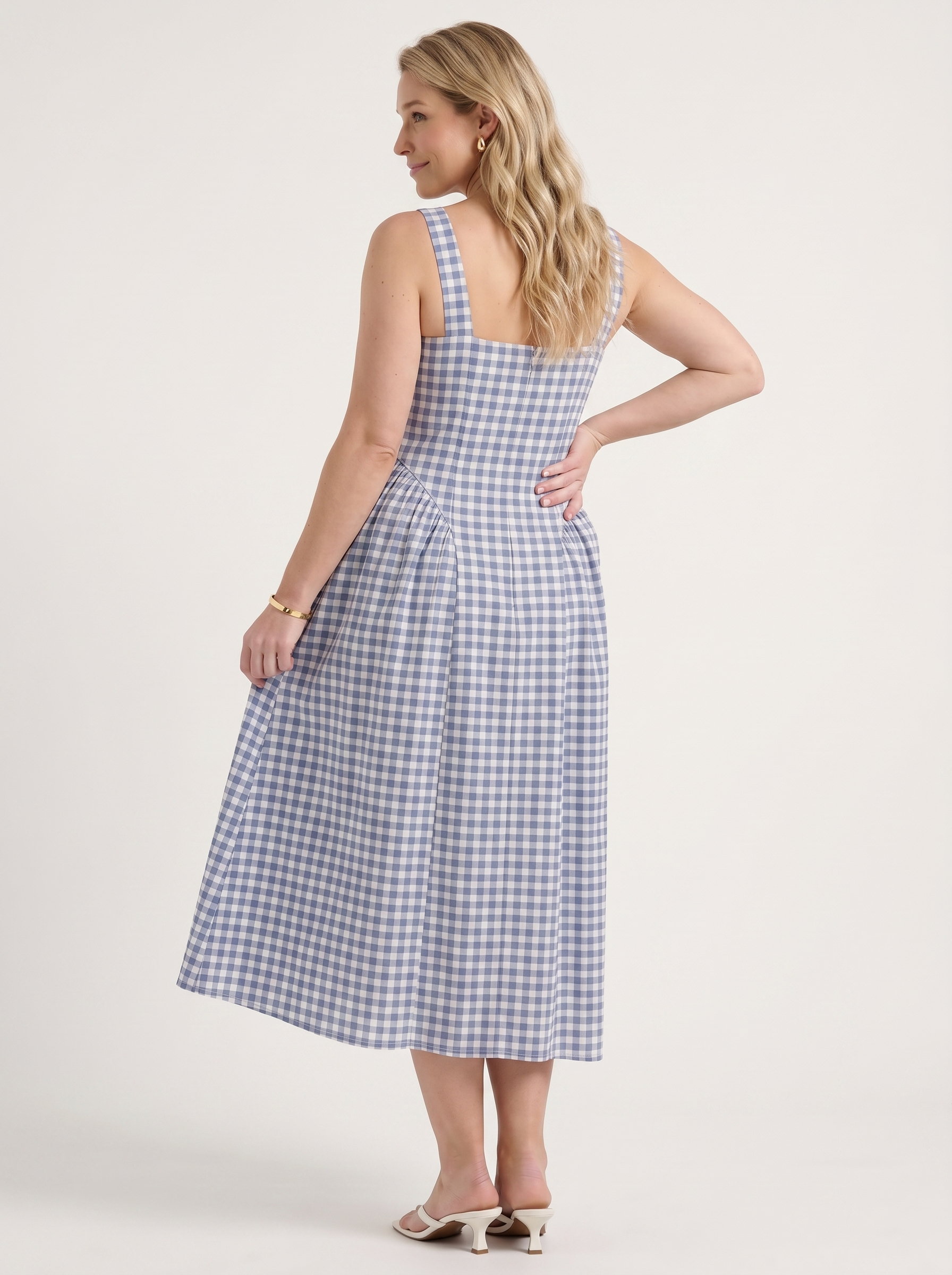Cleo Midikleid mit Karomuster und Faltenrock