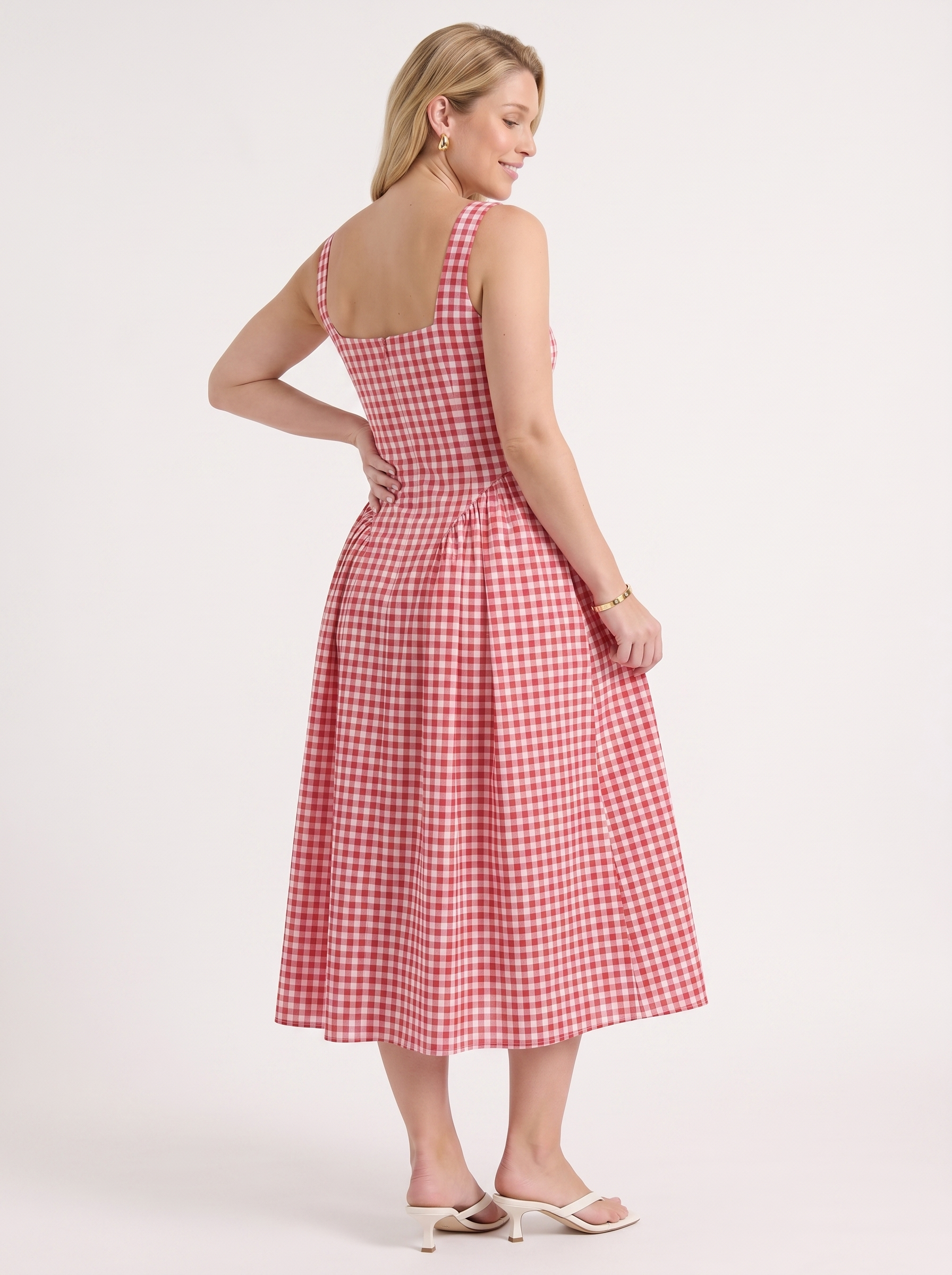 Cleo Midikleid mit Karomuster und Faltenrock