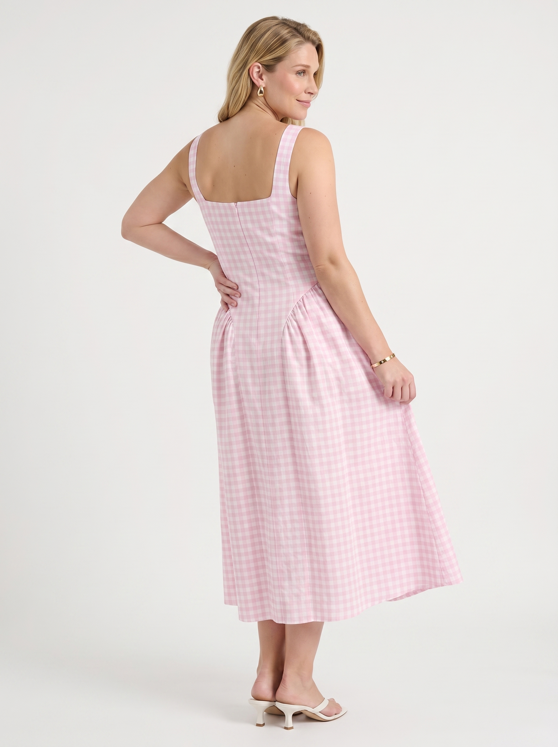 Cleo Midikleid mit Karomuster und Faltenrock