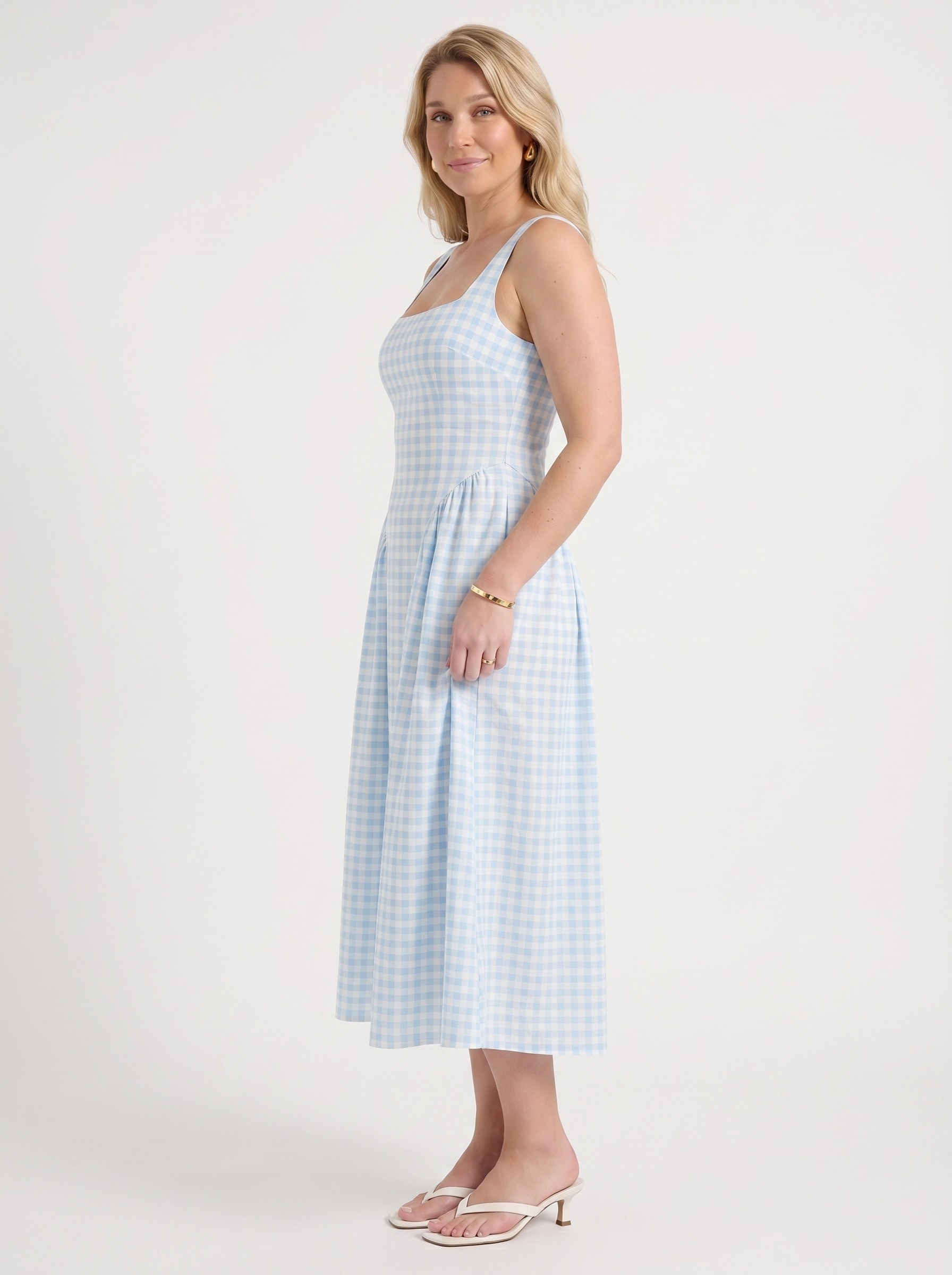 Cleo Midikleid mit Karomuster und Faltenrock