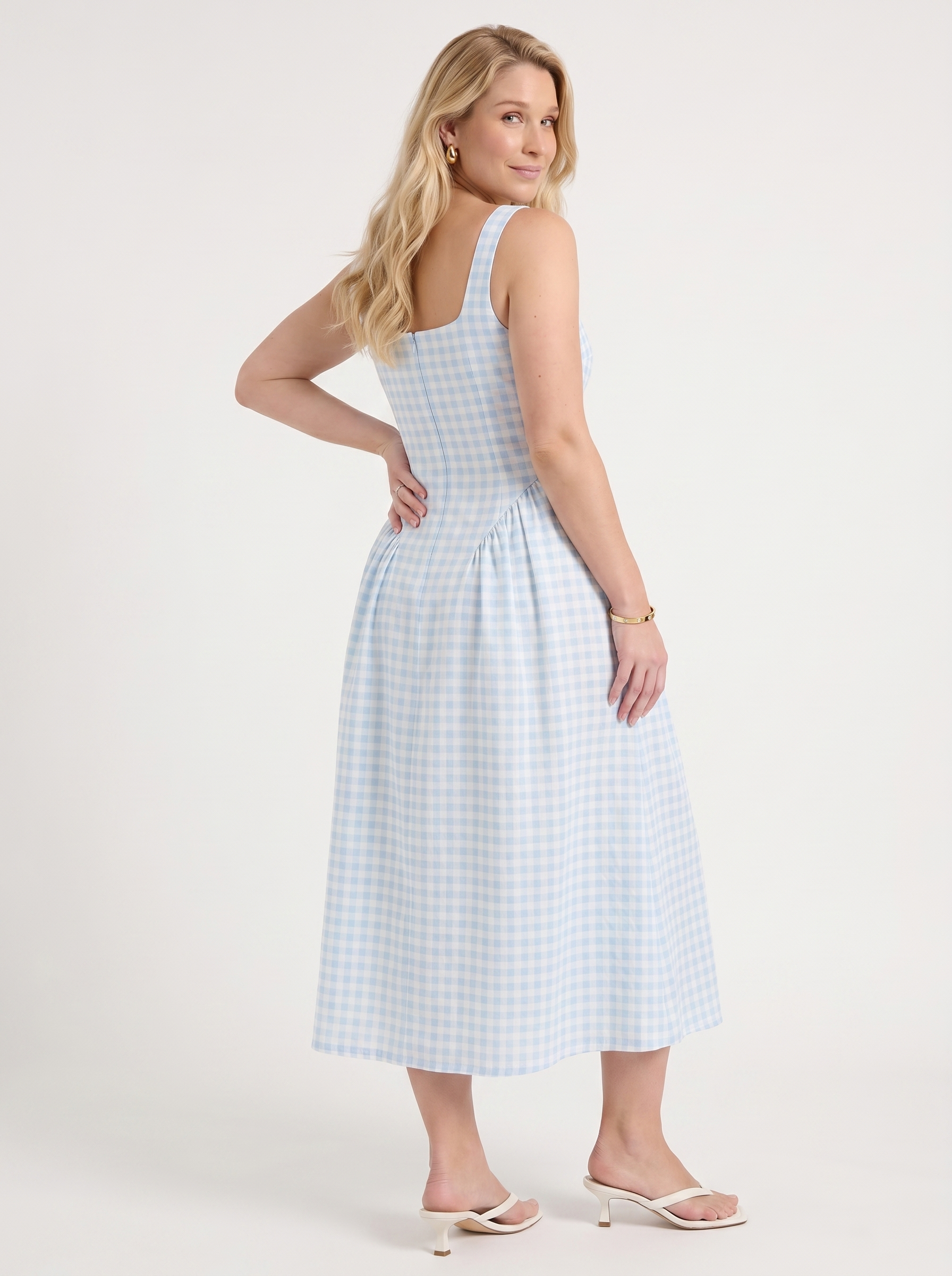 Cleo Midikleid mit Karomuster und Faltenrock