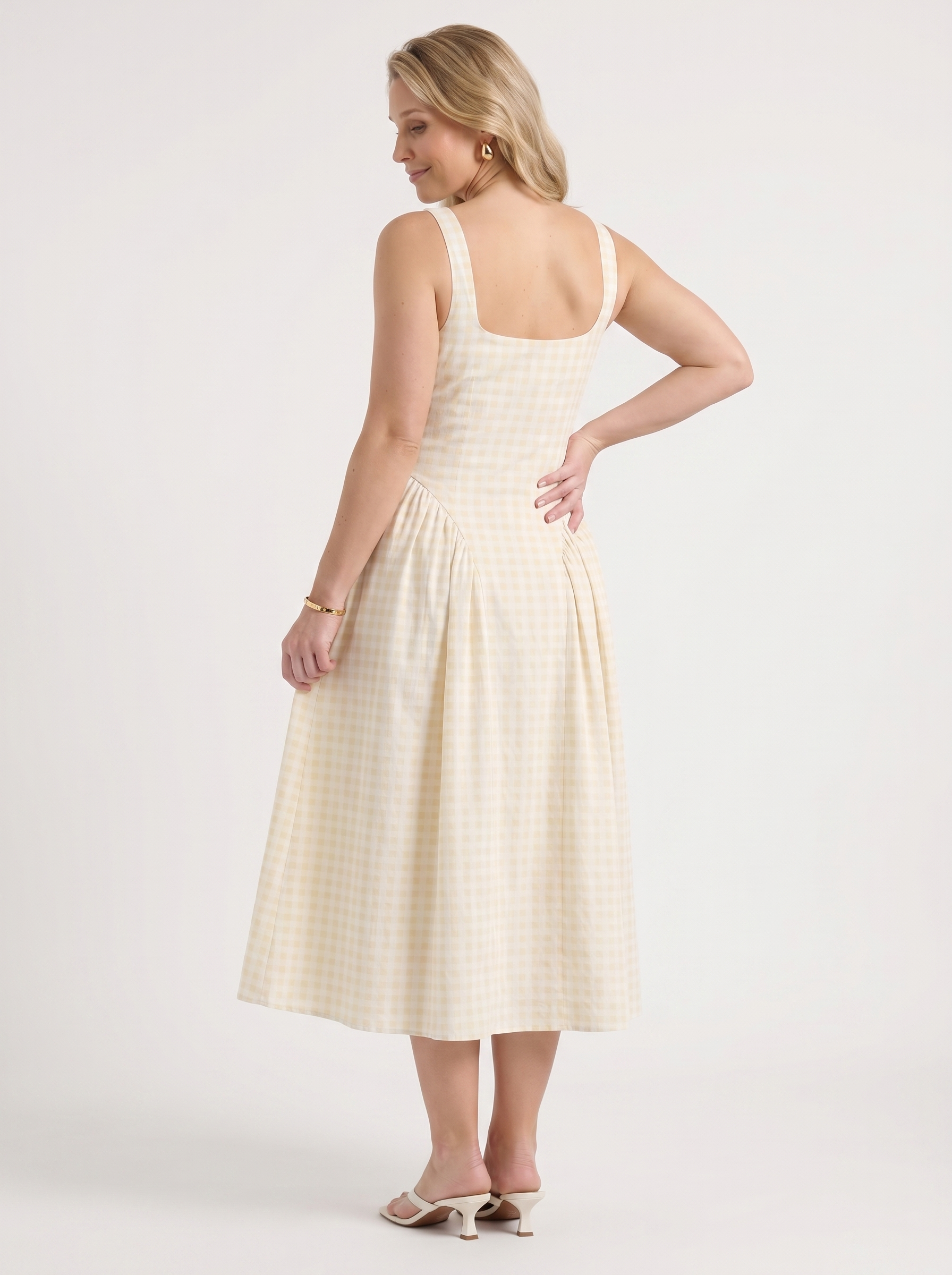 Cleo Midikleid mit Karomuster und Faltenrock