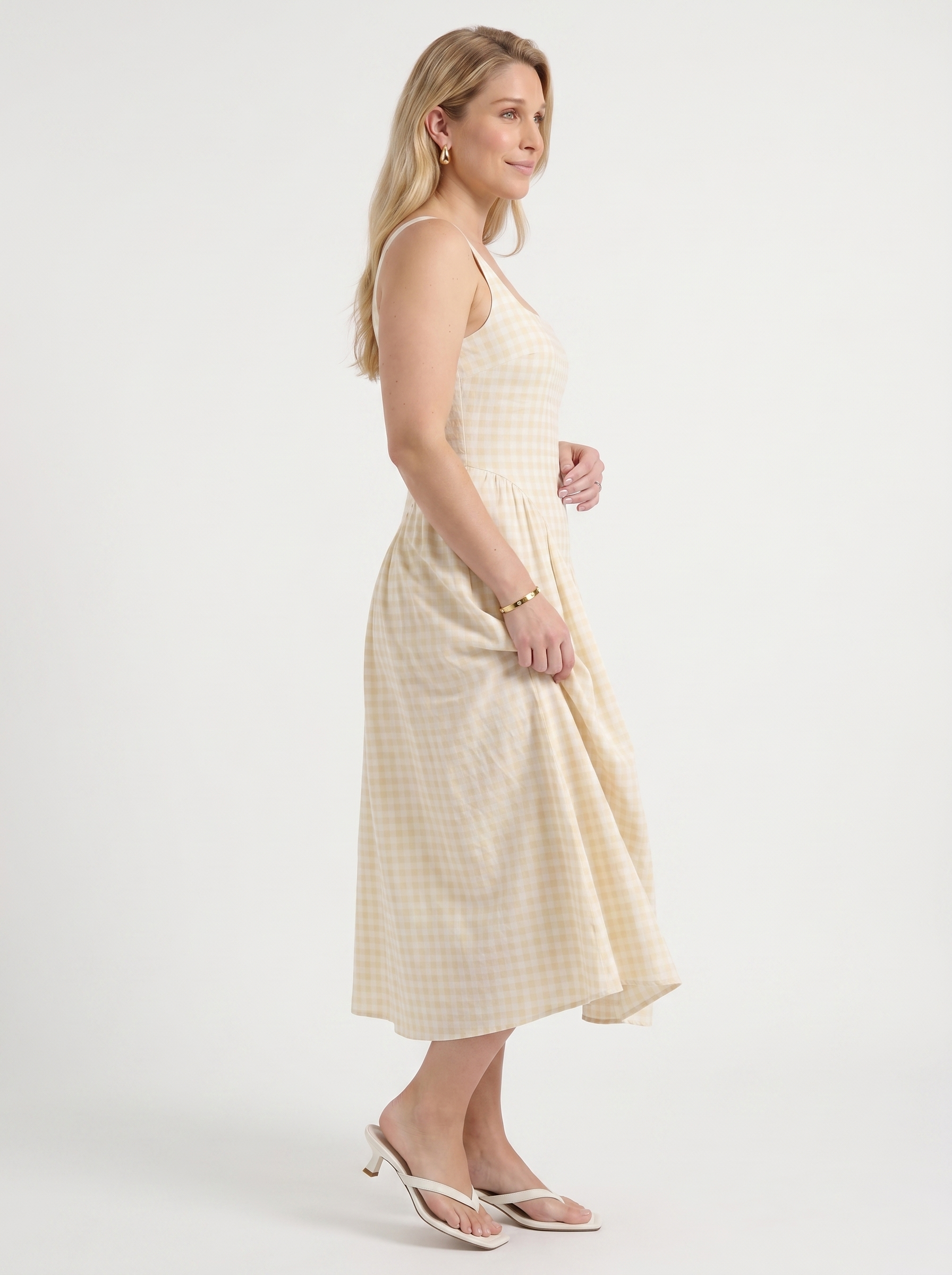 Cleo Midikleid mit Karomuster und Faltenrock