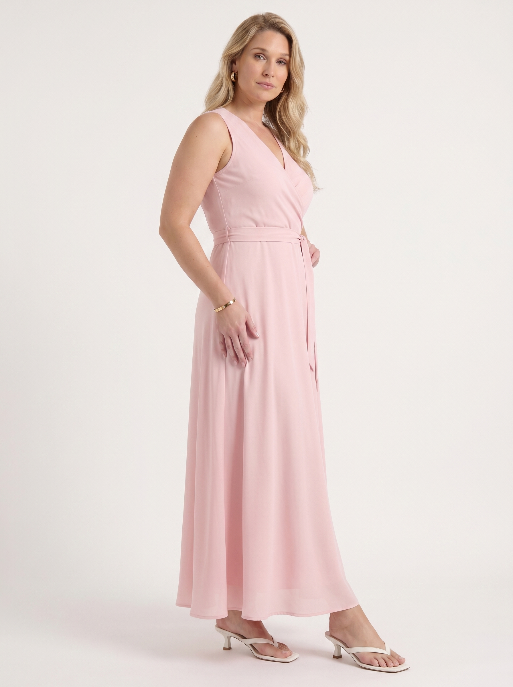 Reena Maxikleid mit Wickeloptik und Bindegürtel