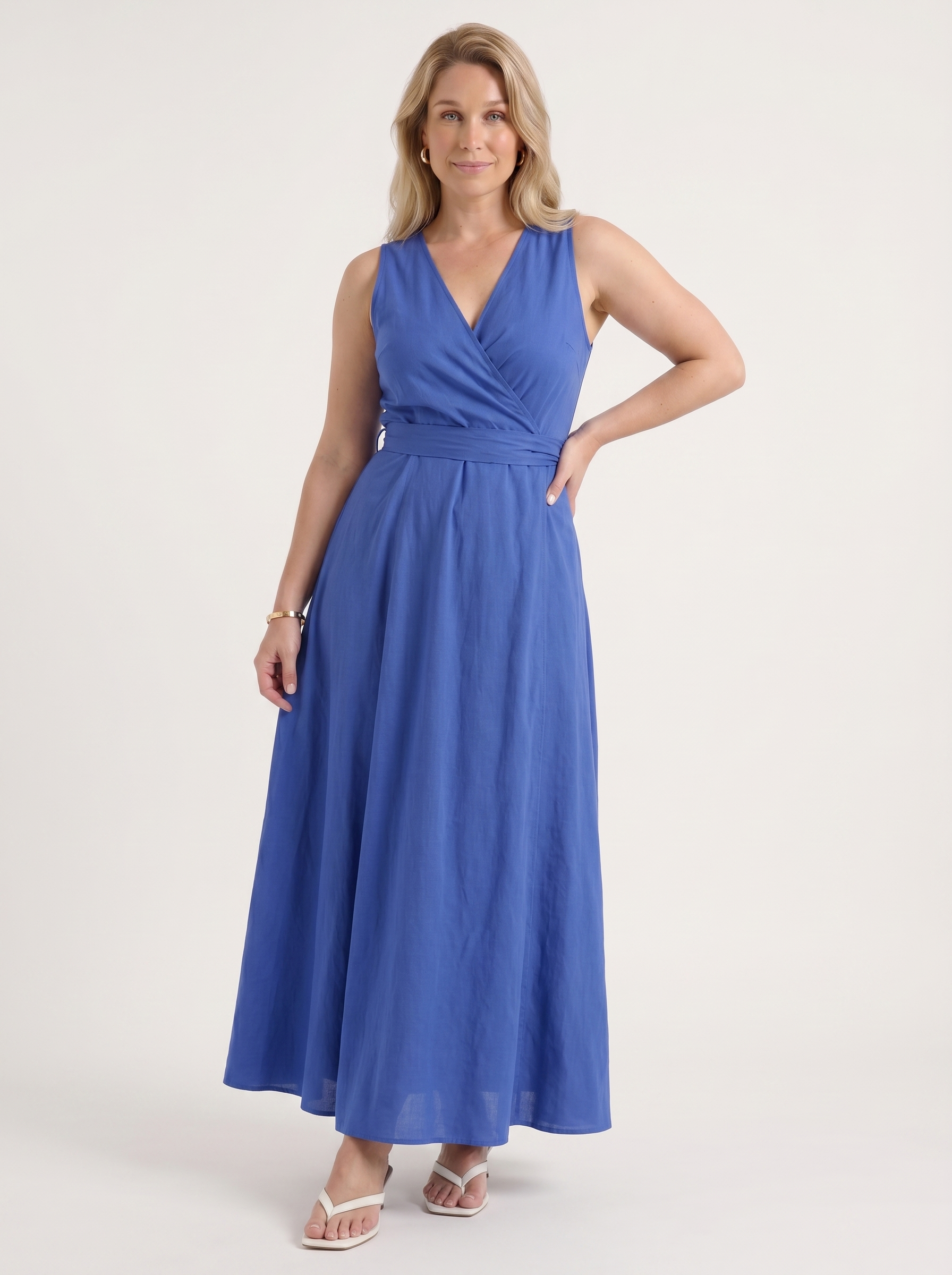 Reena Maxikleid mit Wickeloptik und Bindegürtel