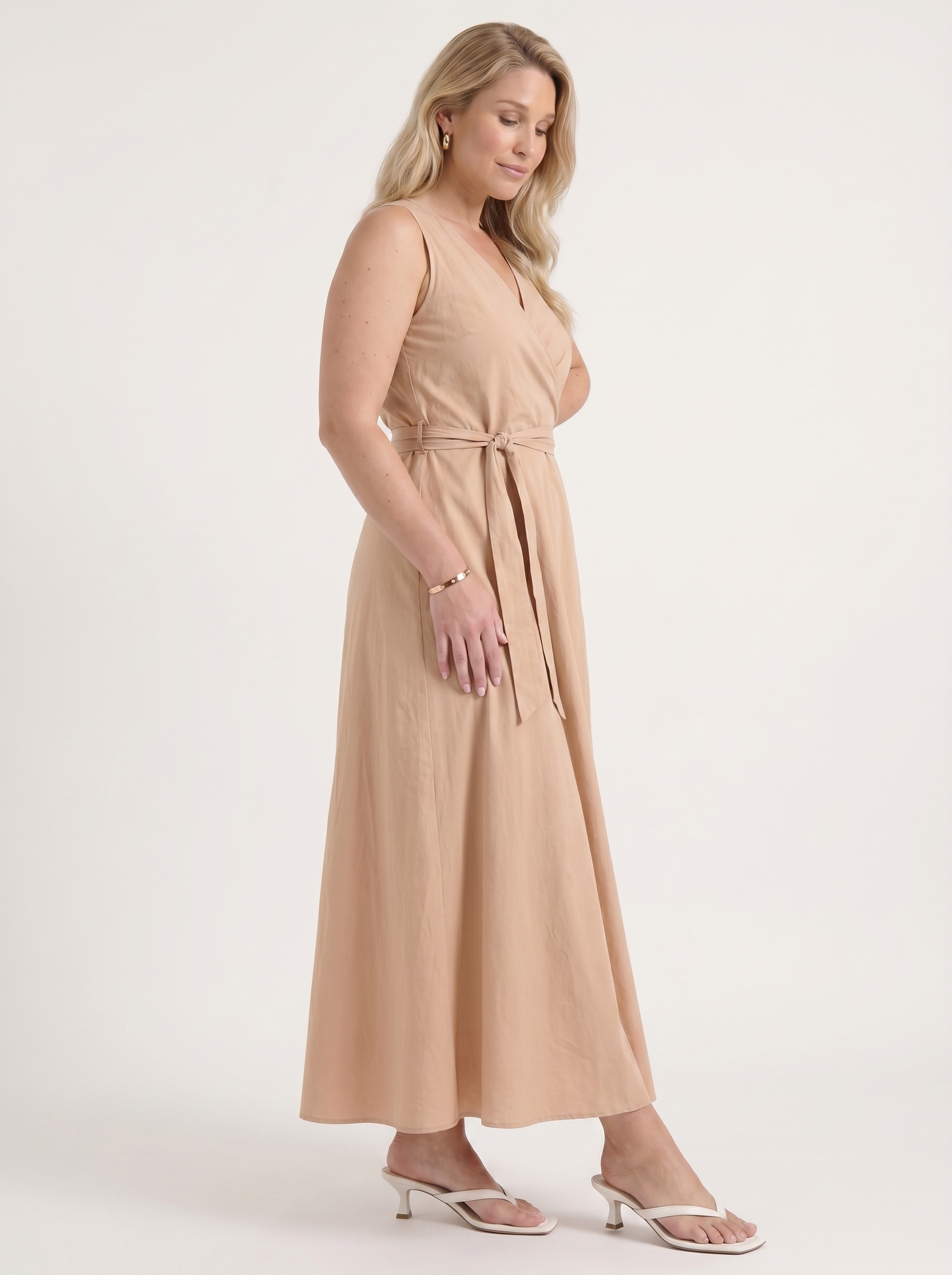 Reena Maxikleid mit Wickeloptik und Bindegürtel