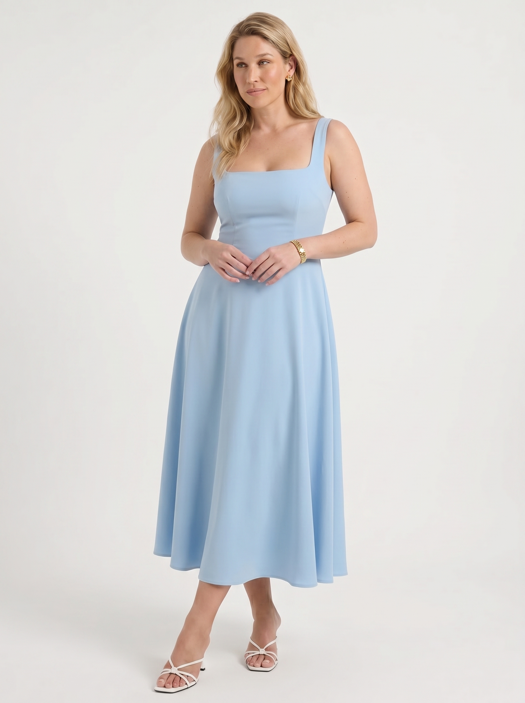 Clarisse Midikleid mit Karree-Ausschnitt und Schwingrock