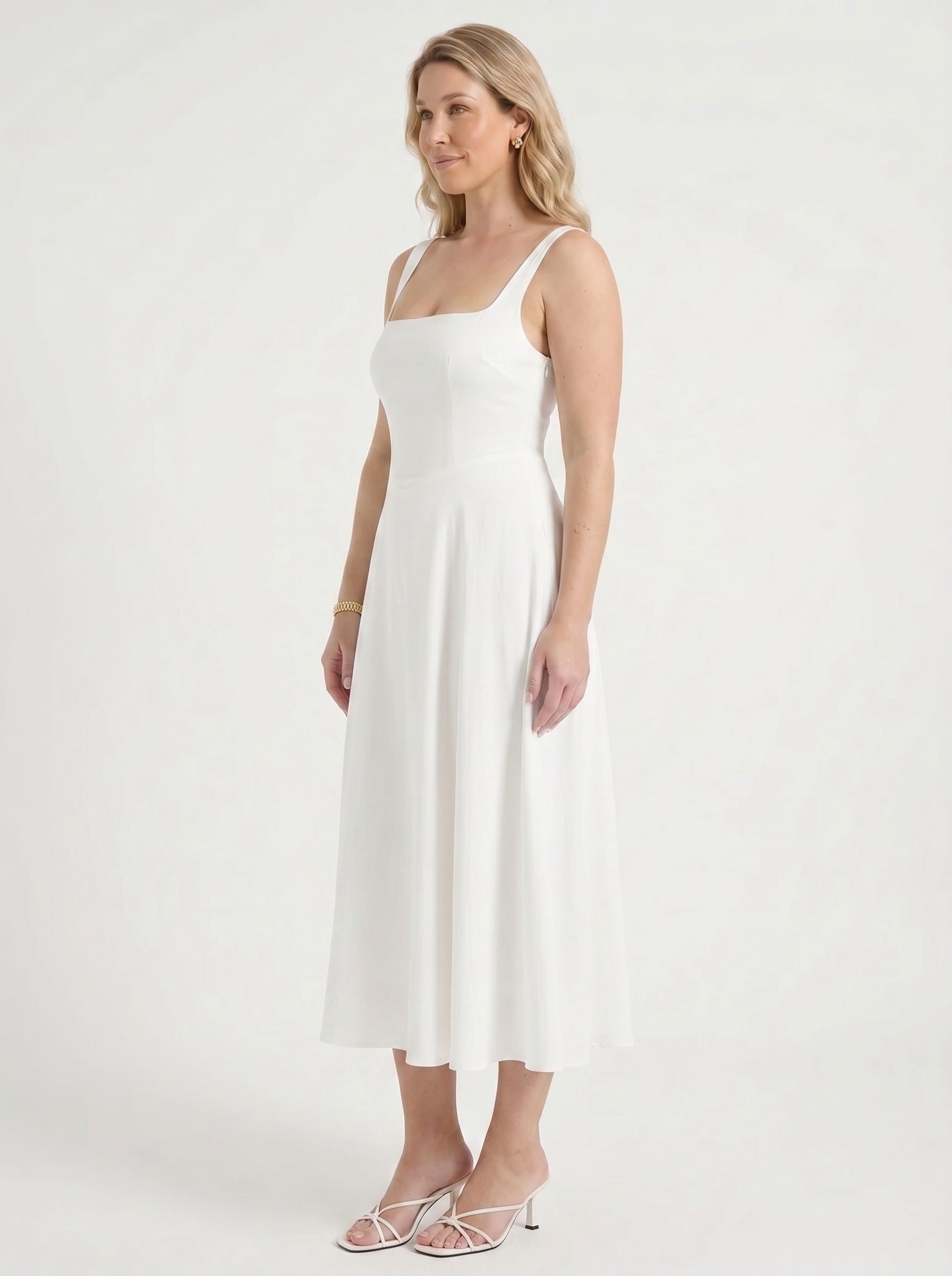 Clarisse Midikleid mit Karree-Ausschnitt und Schwingrock