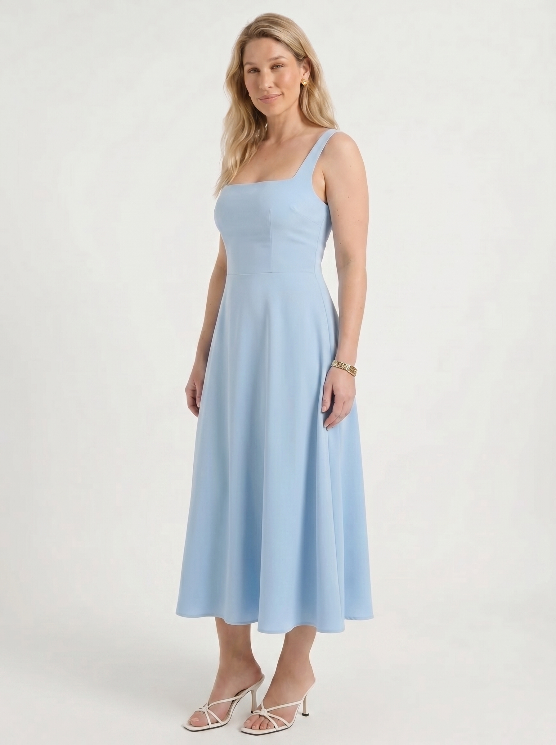 Clarisse Midikleid mit Karree-Ausschnitt und Schwingrock