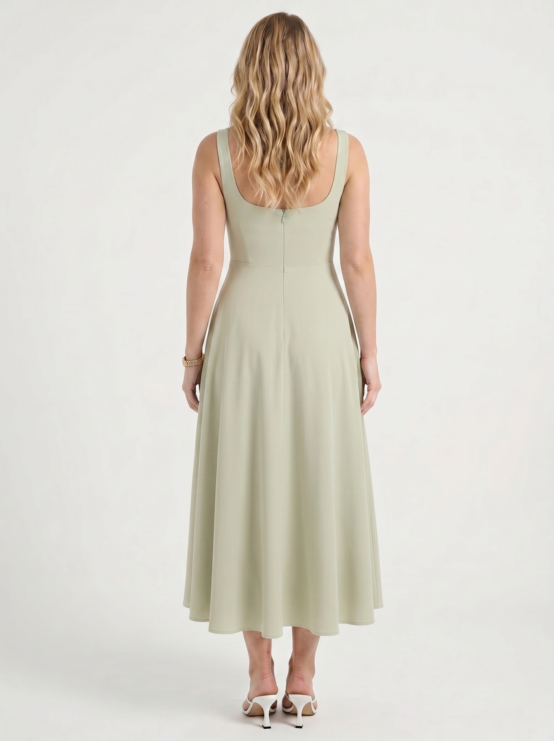 Clarisse Midikleid mit Karree-Ausschnitt und Schwingrock