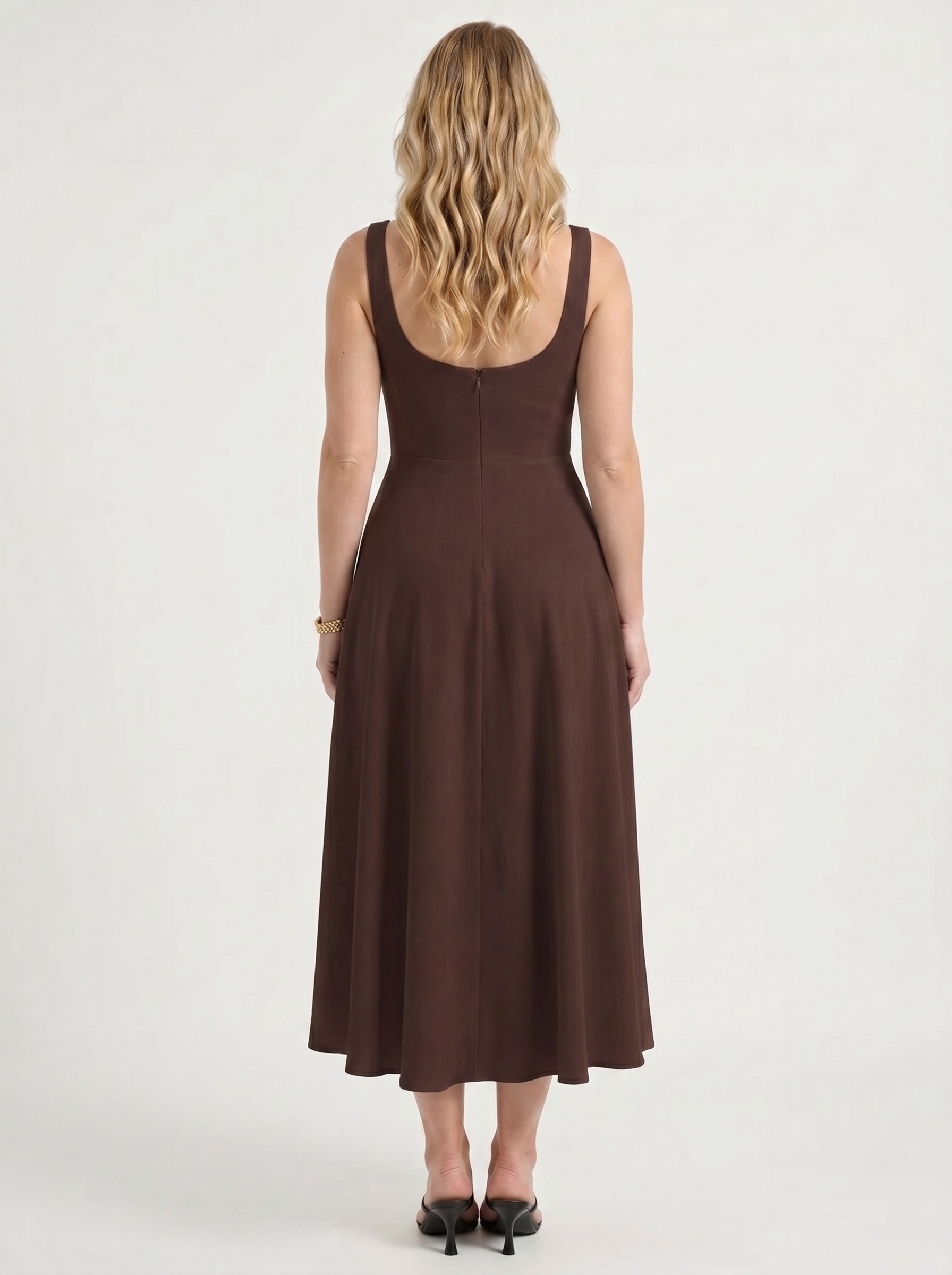 Clarisse Midikleid mit Karree-Ausschnitt und Schwingrock