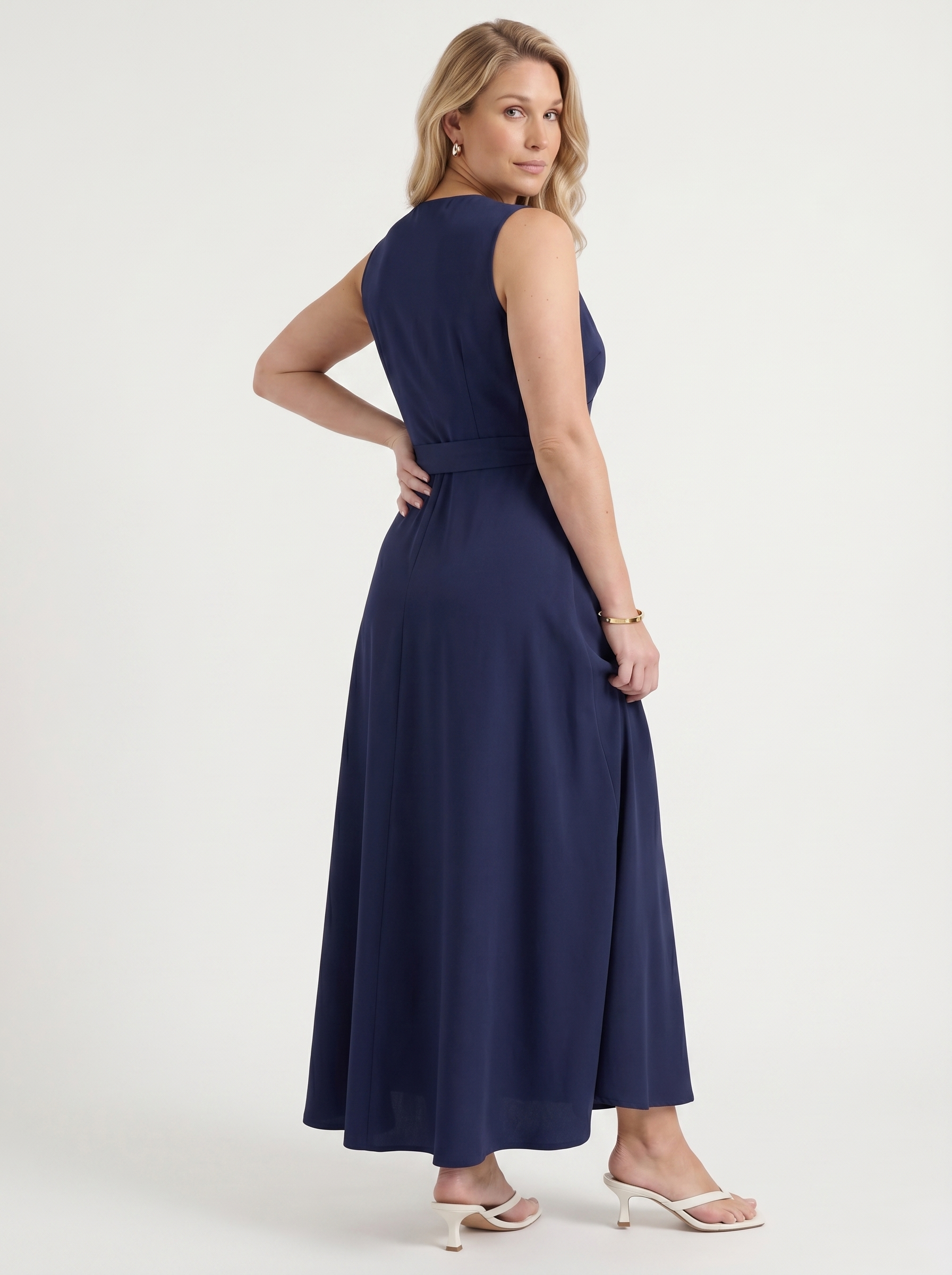 Reena Maxikleid mit Wickeloptik und Bindegürtel