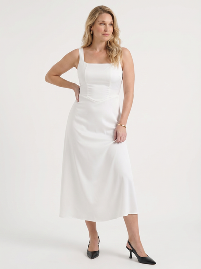 Amelina Midikleid mit eckigem Ausschnitt