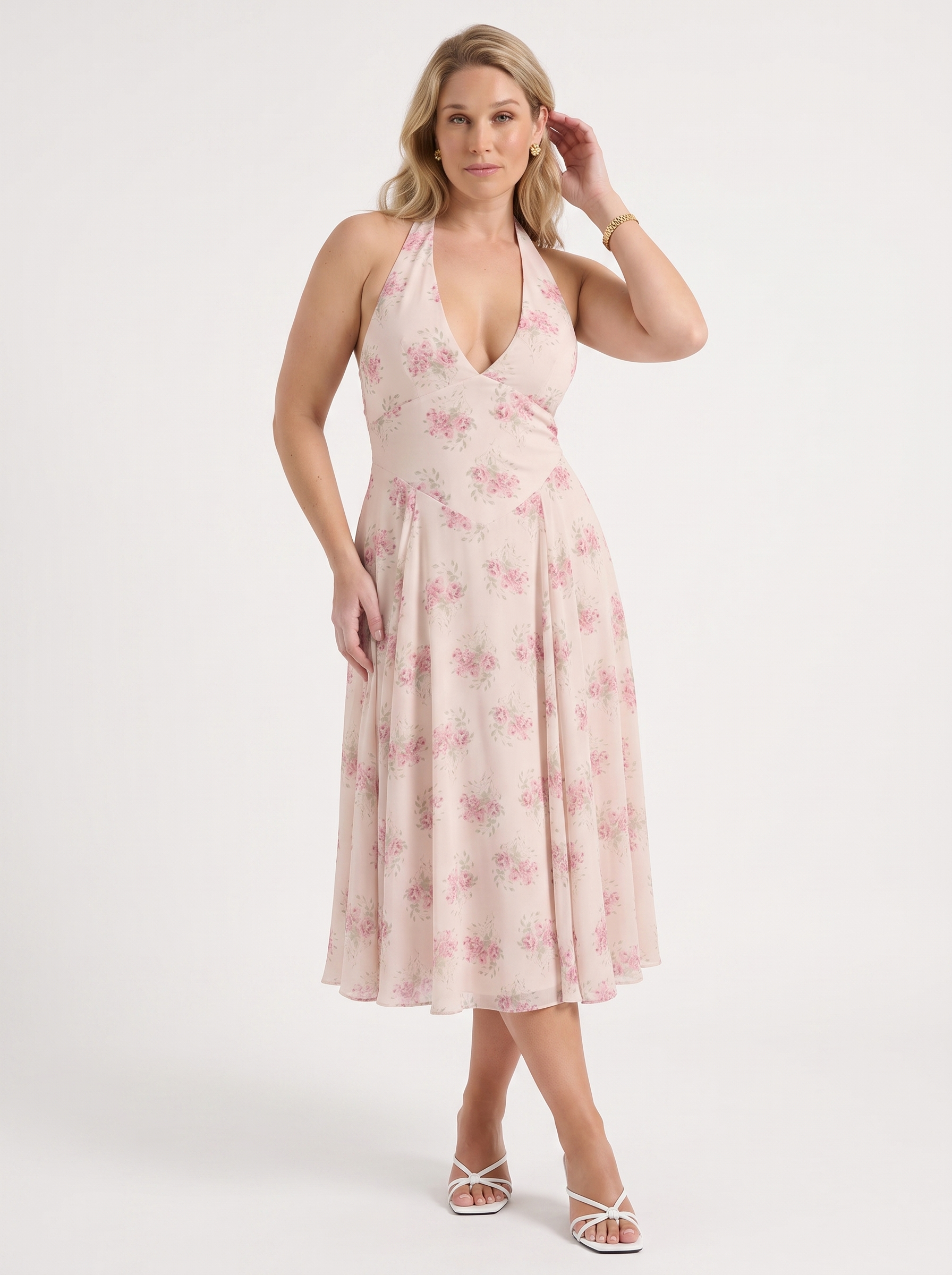 Kaley Midikleid mit Neckholder und Blumenprint