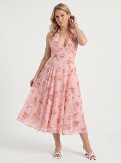 Kaley Midikleid mit Neckholder und Blumenprint