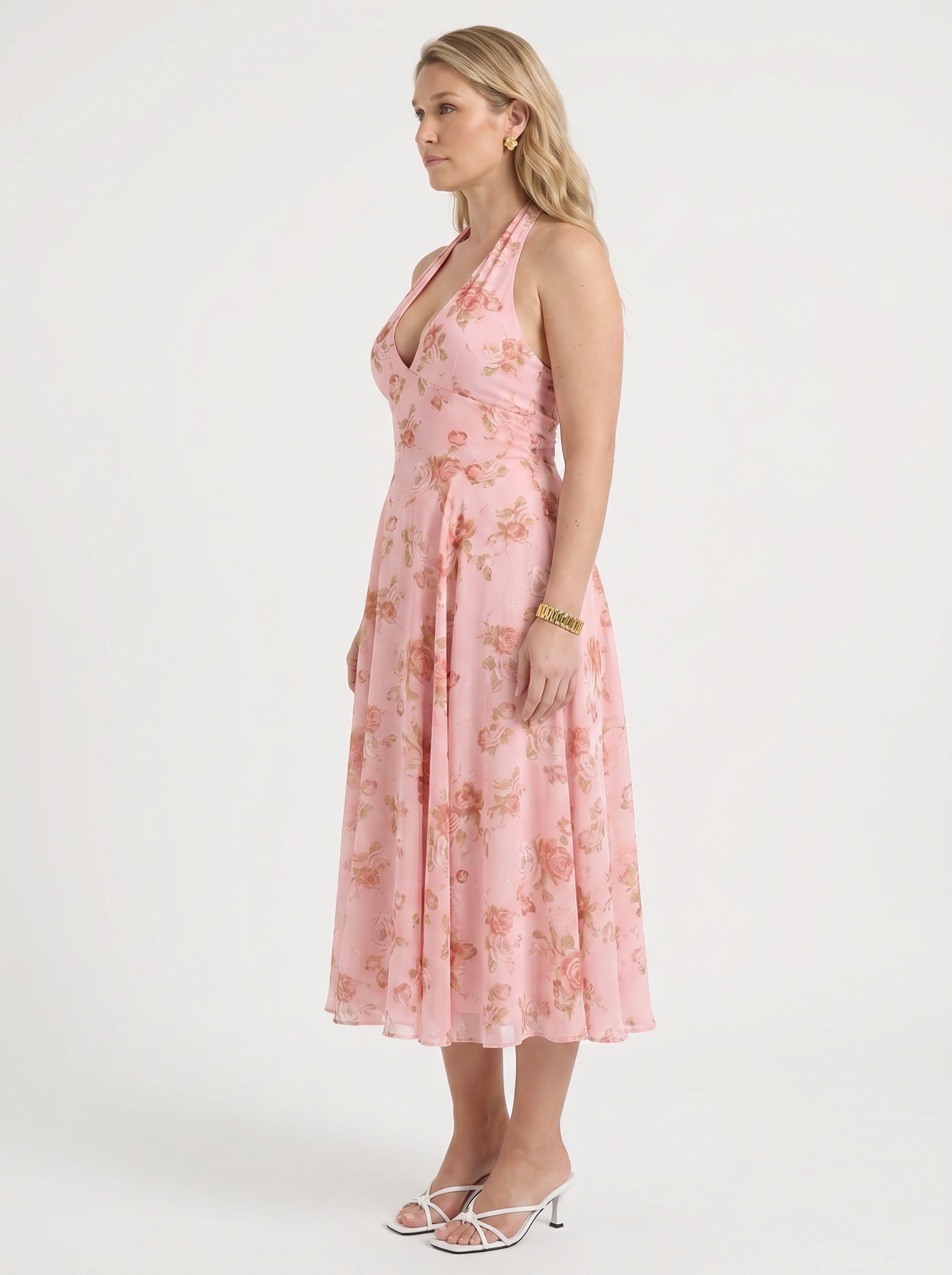 Kaley Midikleid mit Neckholder und Blumenprint