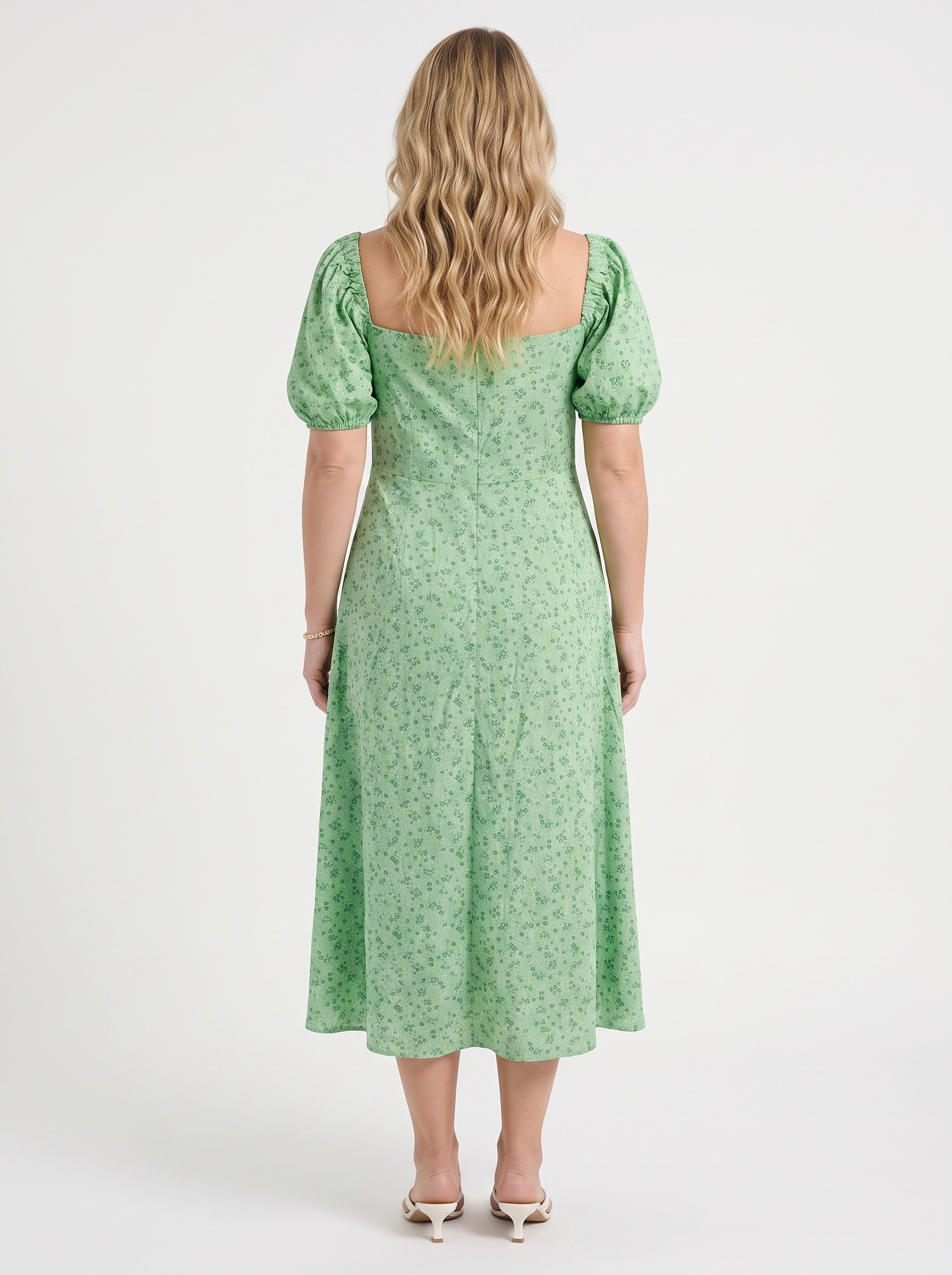 Ivy Midikleid mit Blumenprint und Puffärmeln