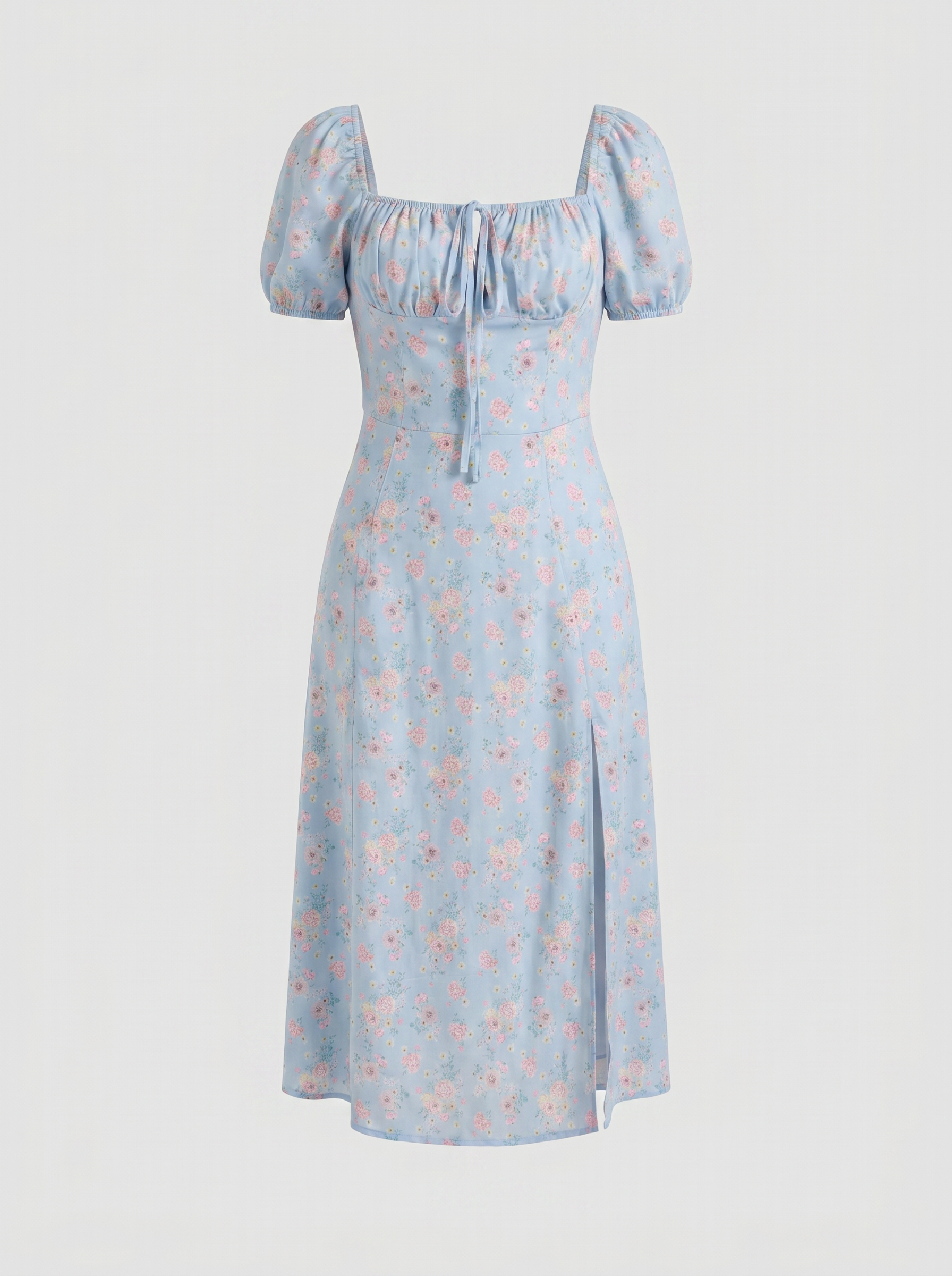 Ivy Midikleid mit Blumenprint und Puffärmeln