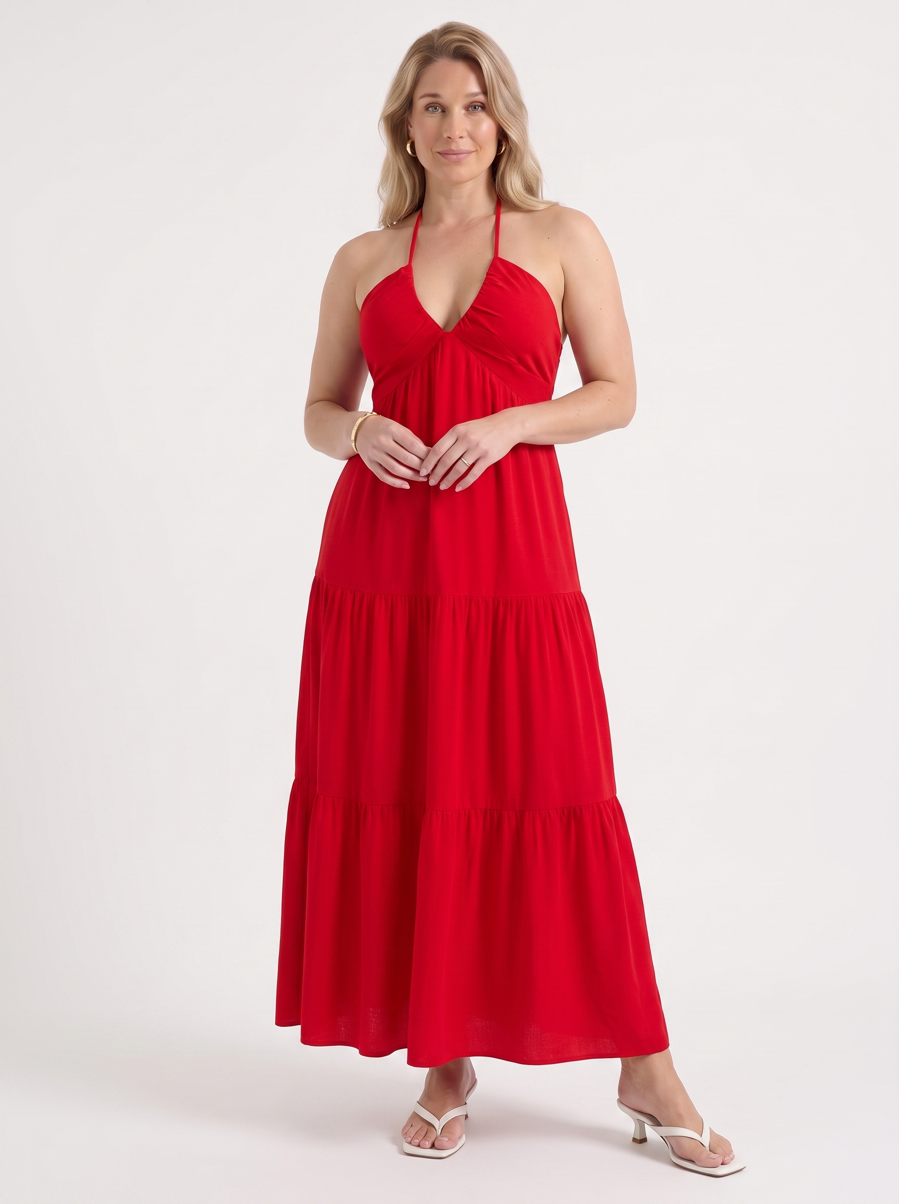 Sloane Volant-Maxikleid mit Neckholder