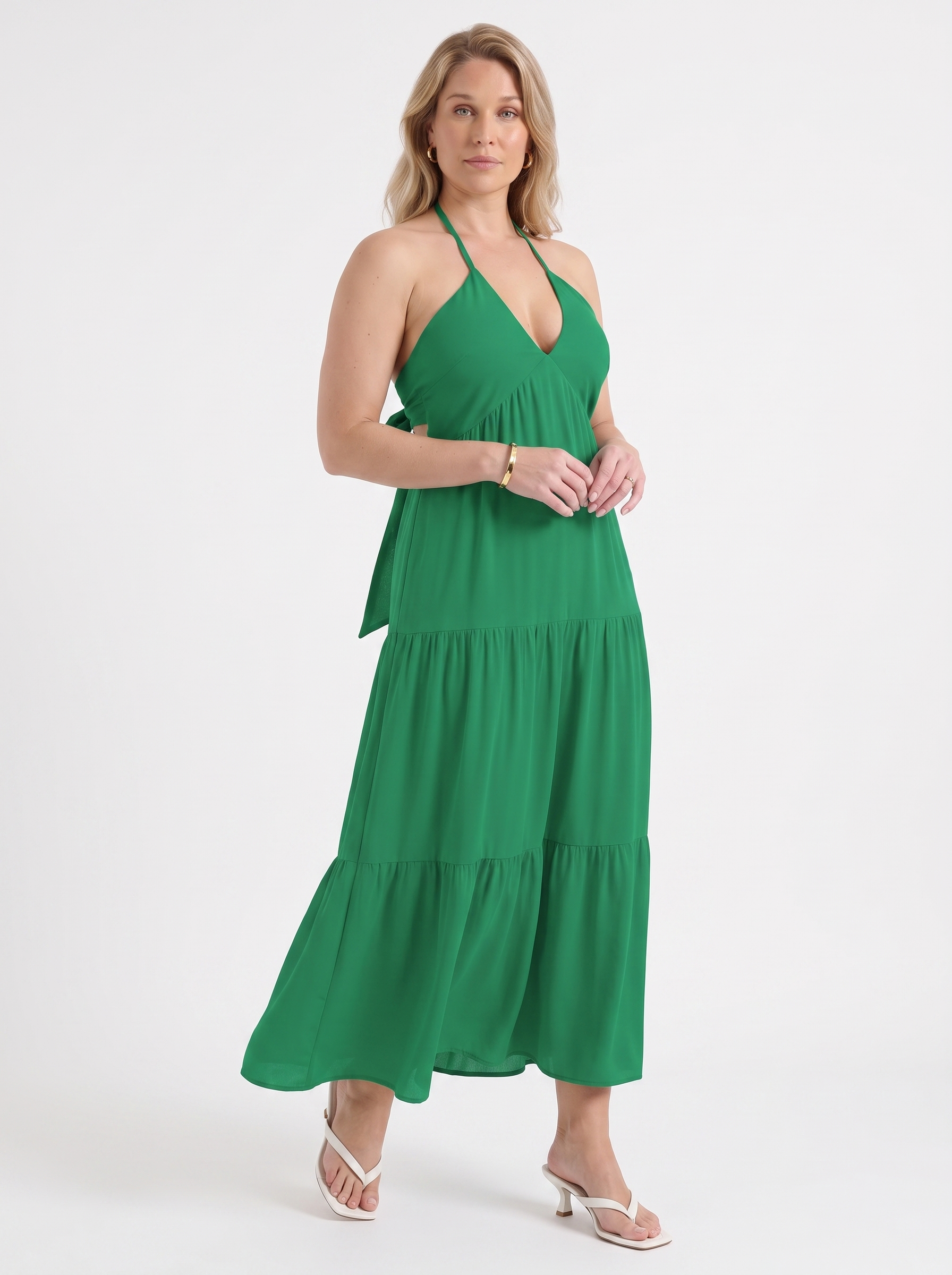 Sloane Volant-Maxikleid mit Neckholder