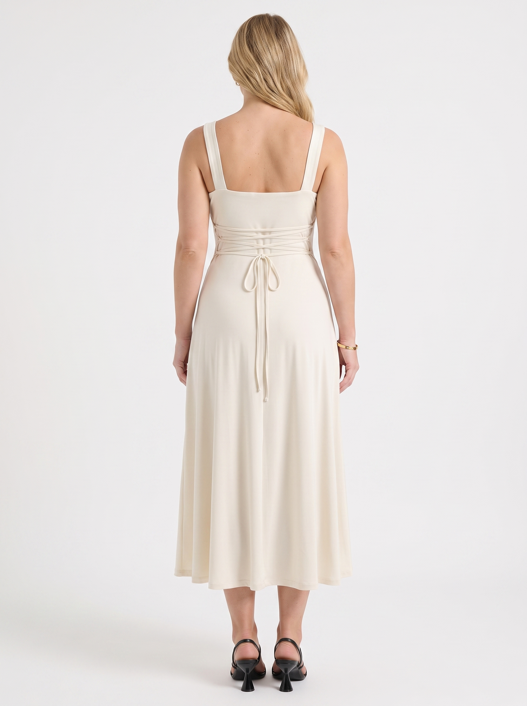 Chloe Midikleid mit Karree-Ausschnitt