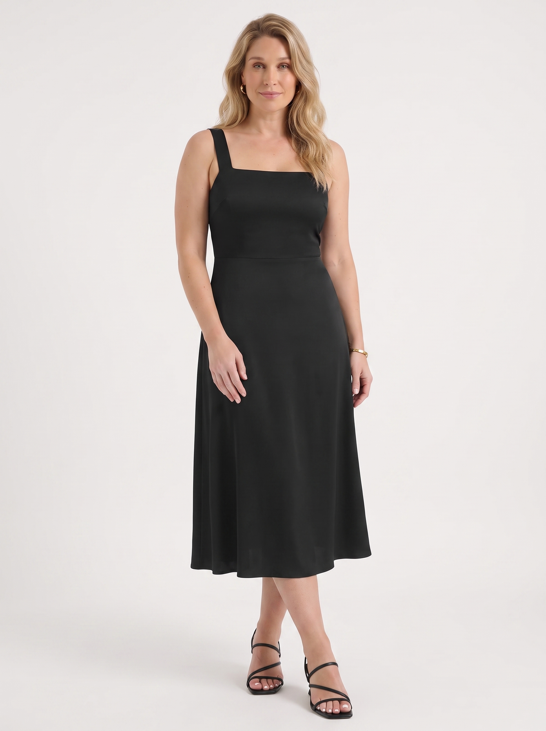 Chloe Midikleid mit Karree-Ausschnitt