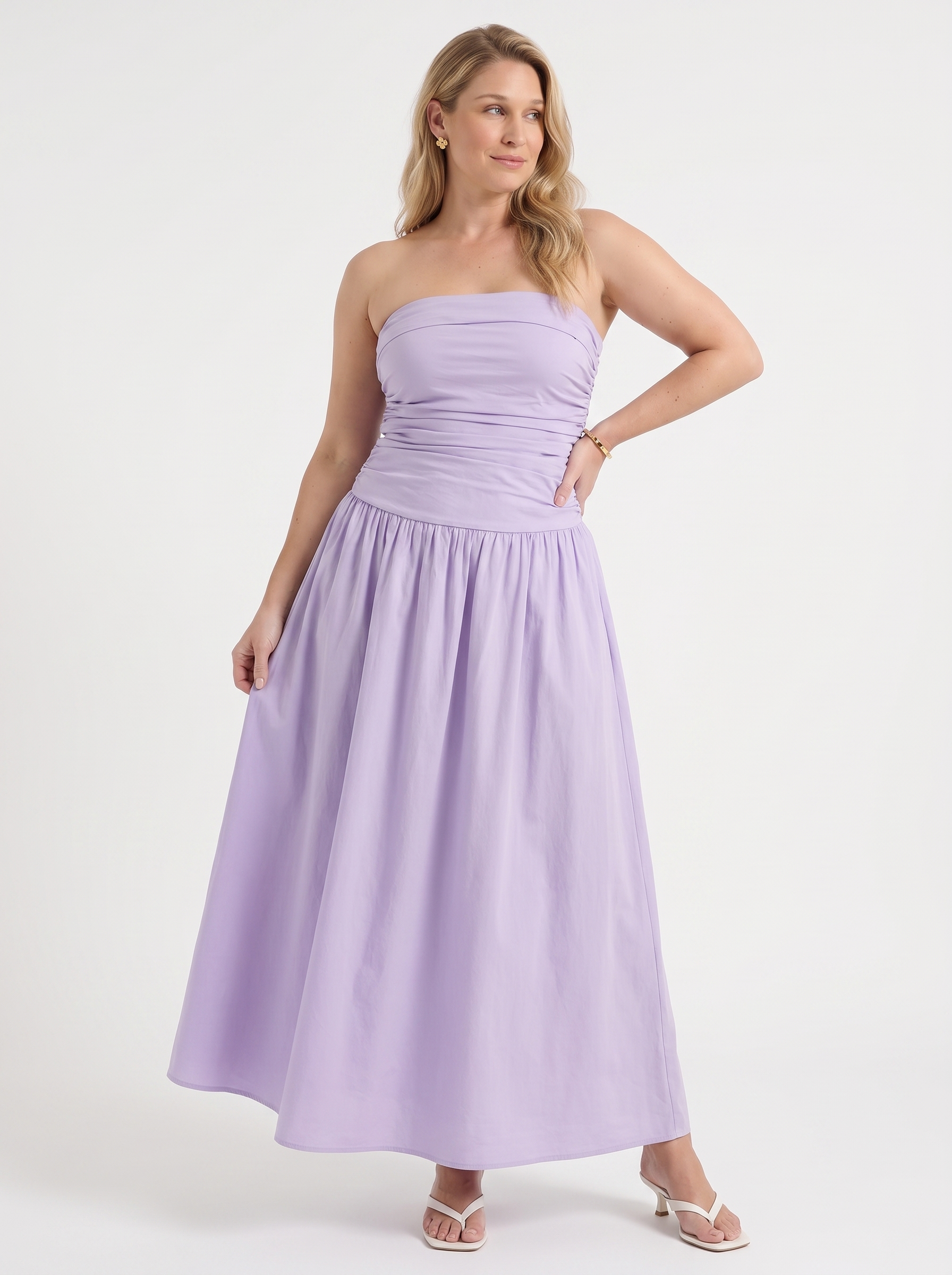 Glenna Gerafftes Bandeau Maxikleid