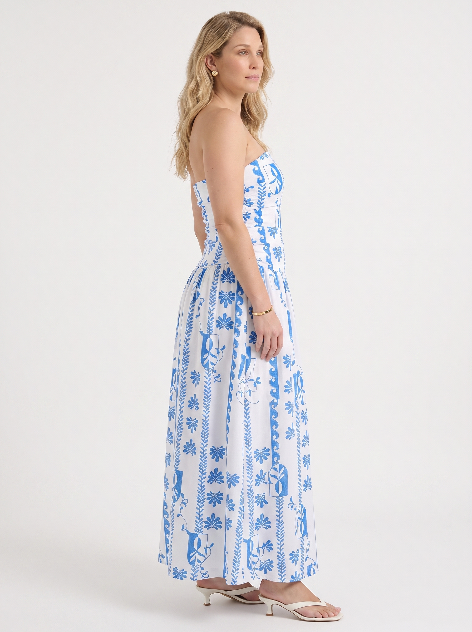 Glenna Gerafftes Bandeau Maxikleid