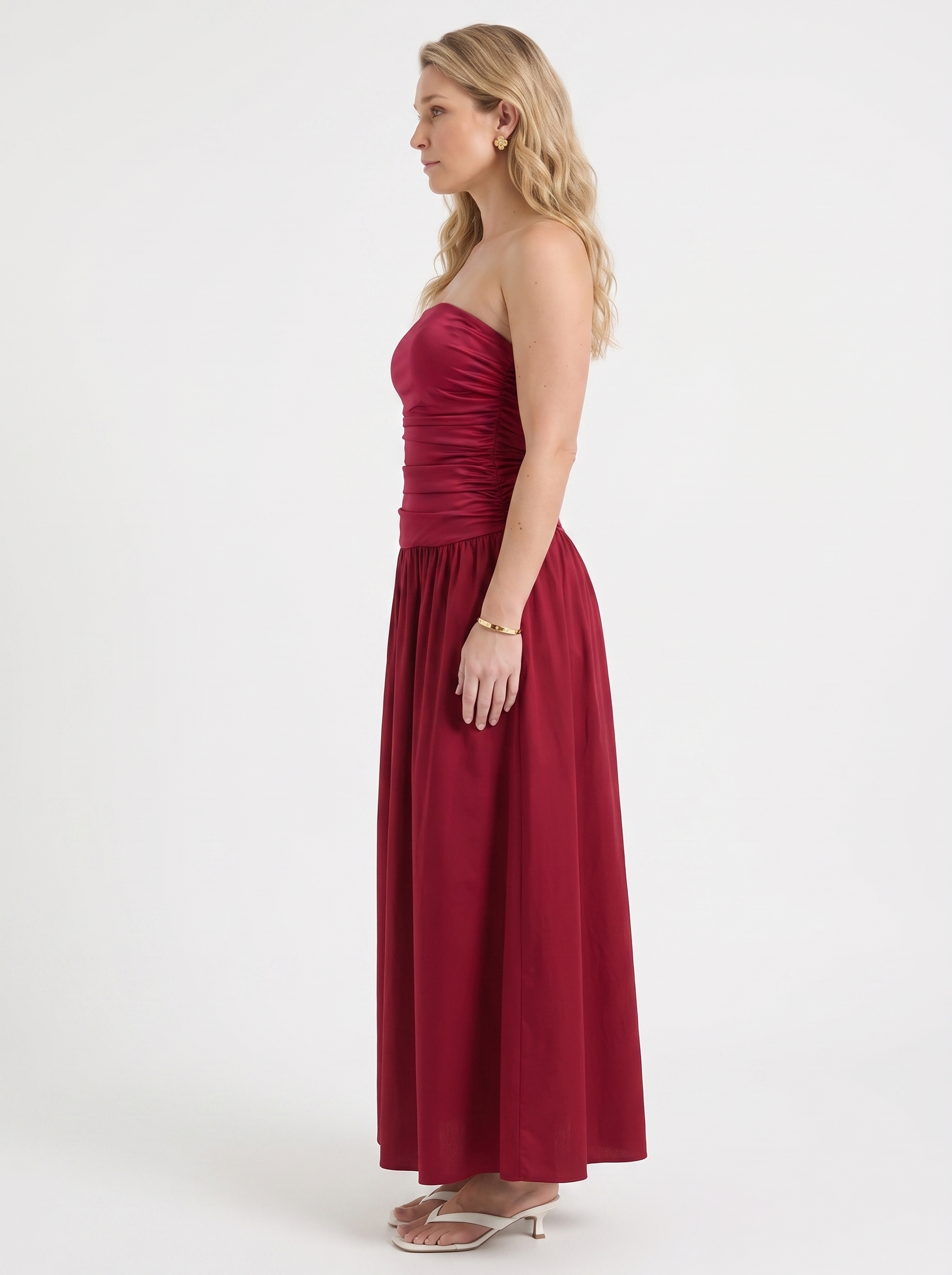 Glenna Gerafftes Bandeau Maxikleid