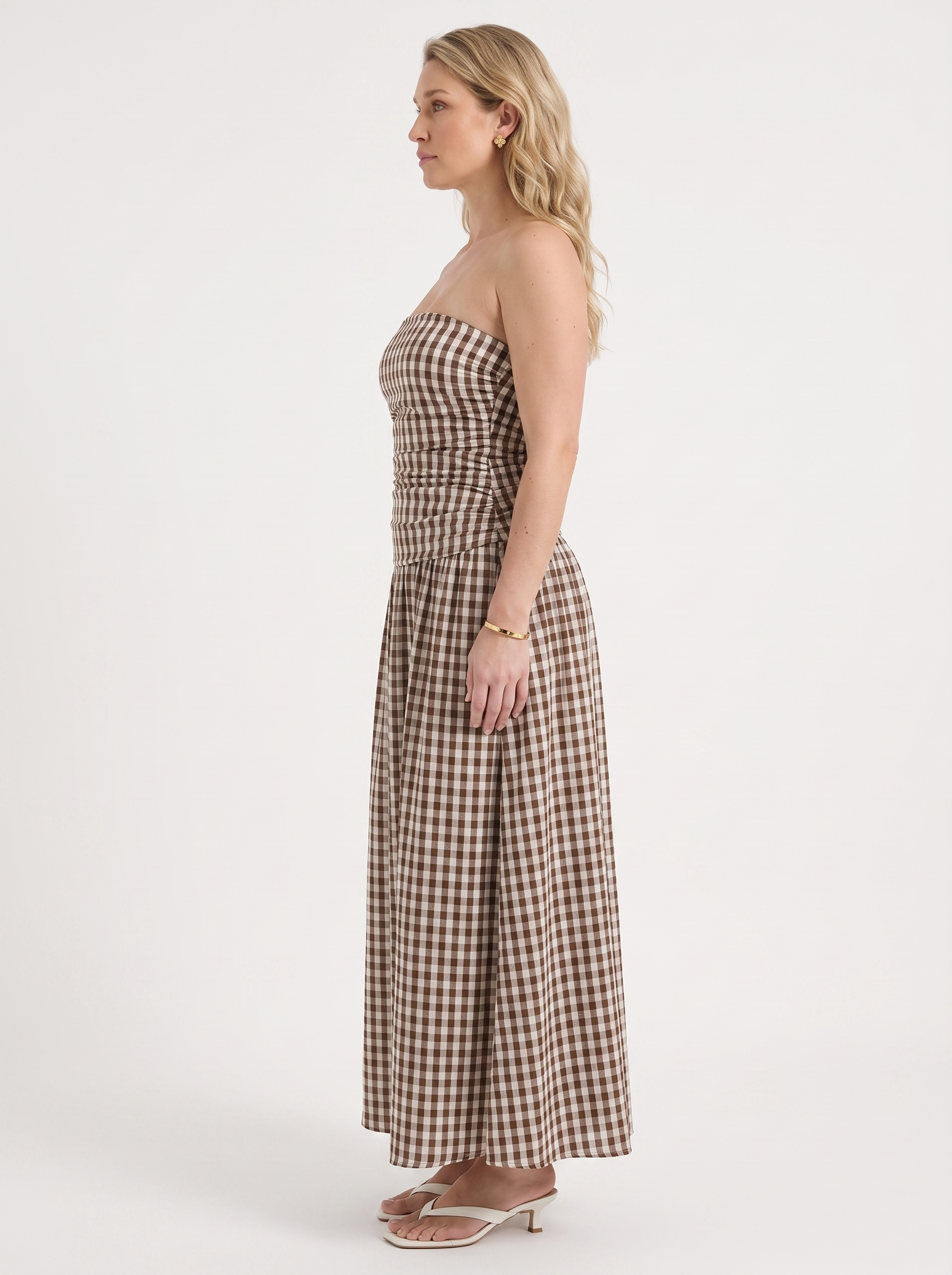 Glenna Gerafftes Bandeau Maxikleid