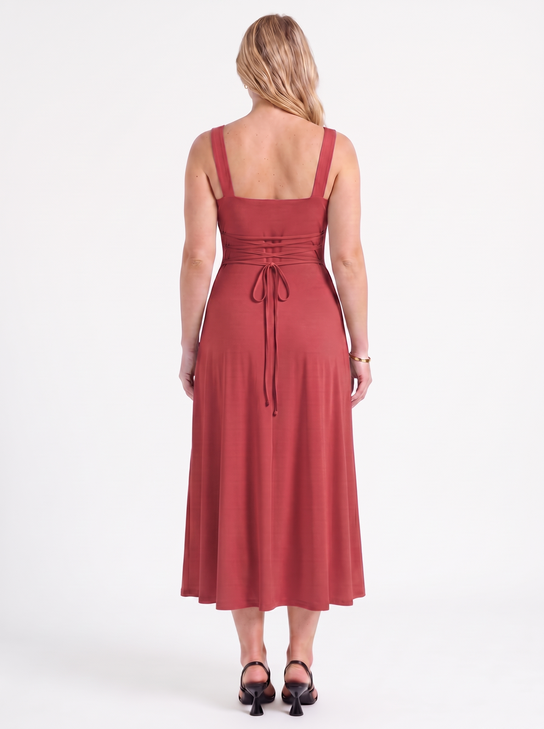 Chloe Midikleid mit Karree-Ausschnitt
