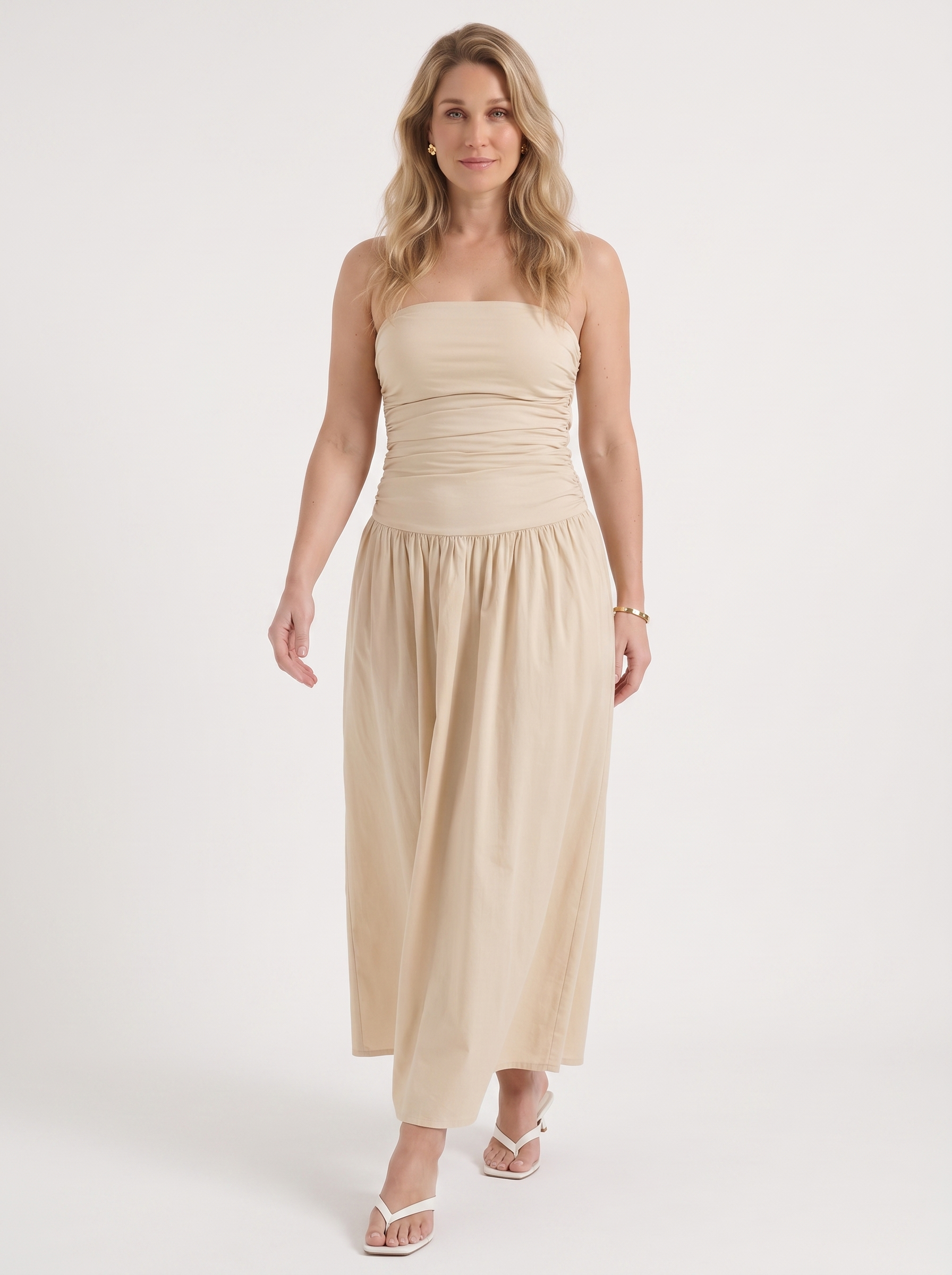 Glenna Gerafftes Bandeau Maxikleid
