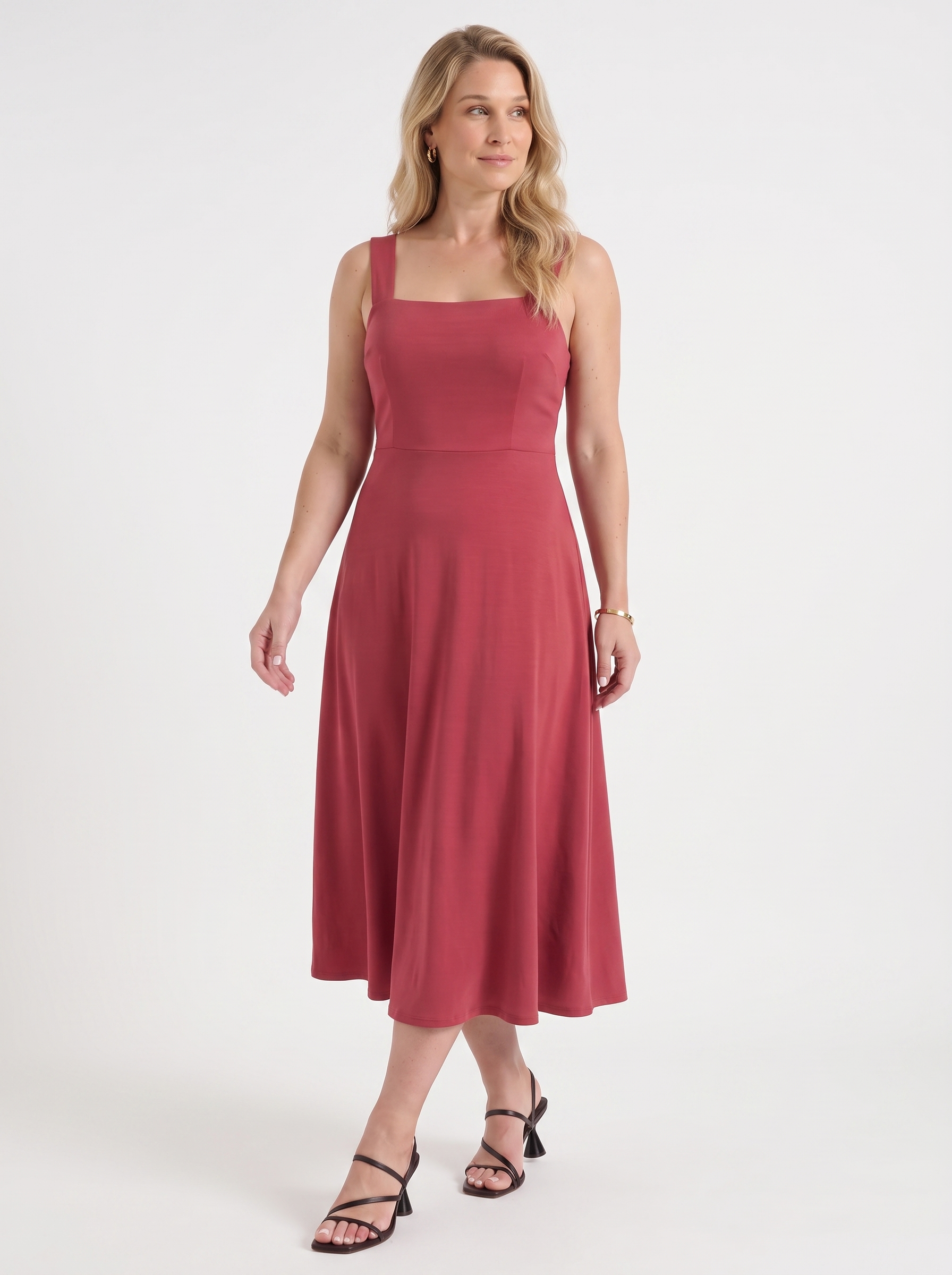 Chloe Midikleid mit Karree-Ausschnitt