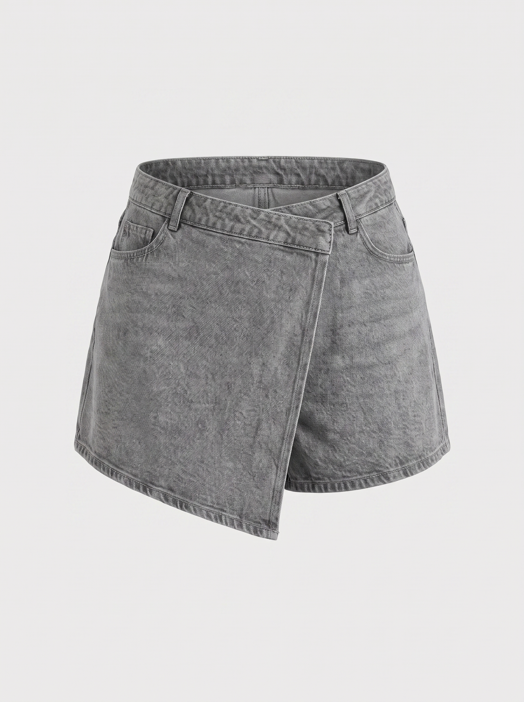 Rosa Jeans-Minirock mit Wickeloptik