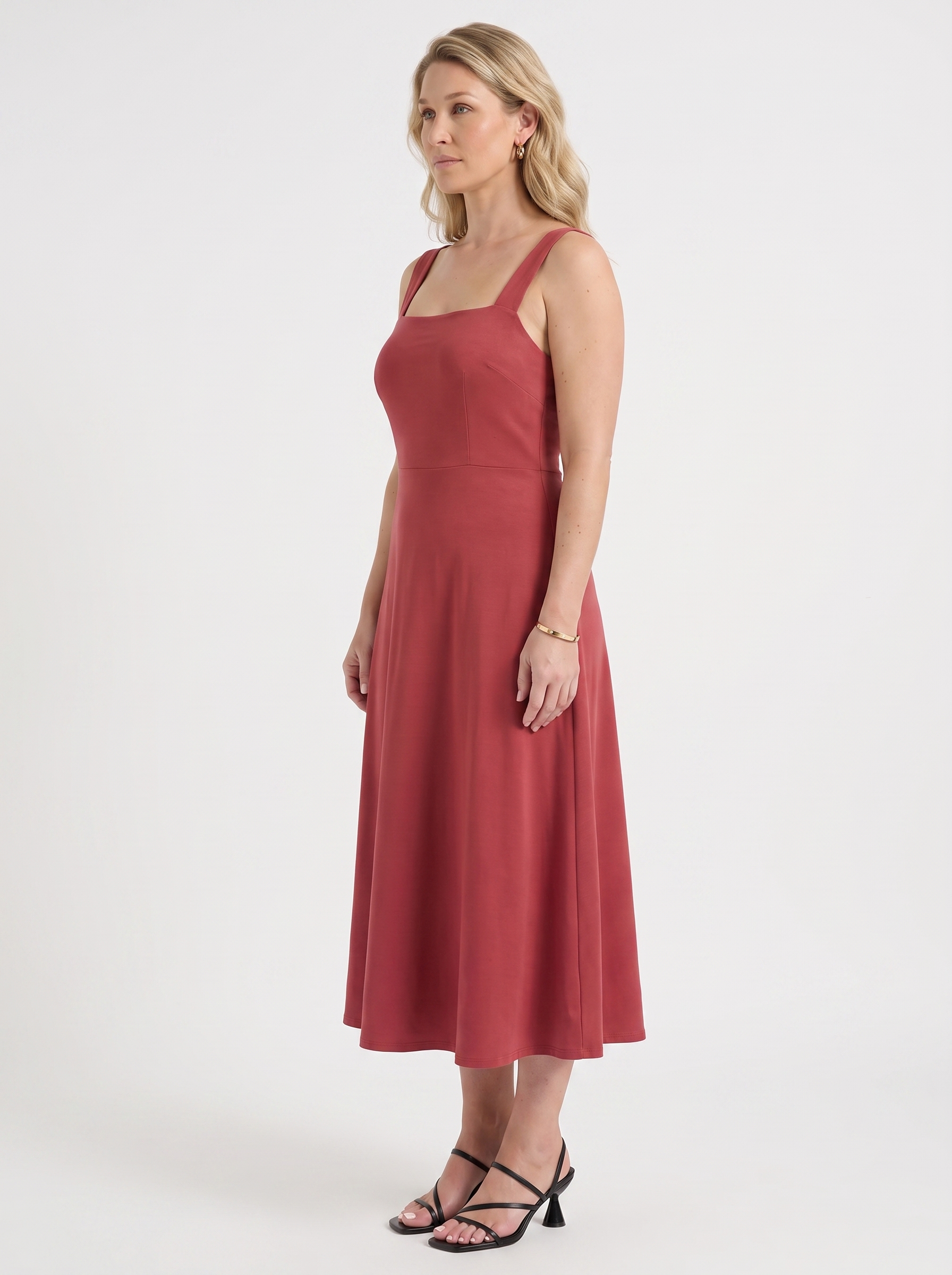 Chloe Midikleid mit Karree-Ausschnitt