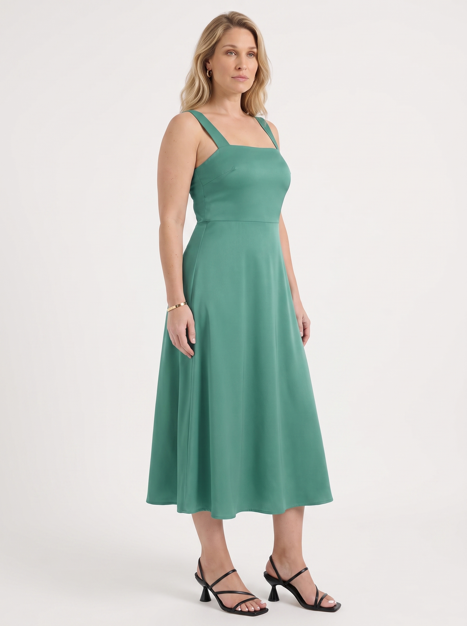 Chloe Midikleid mit Karree-Ausschnitt